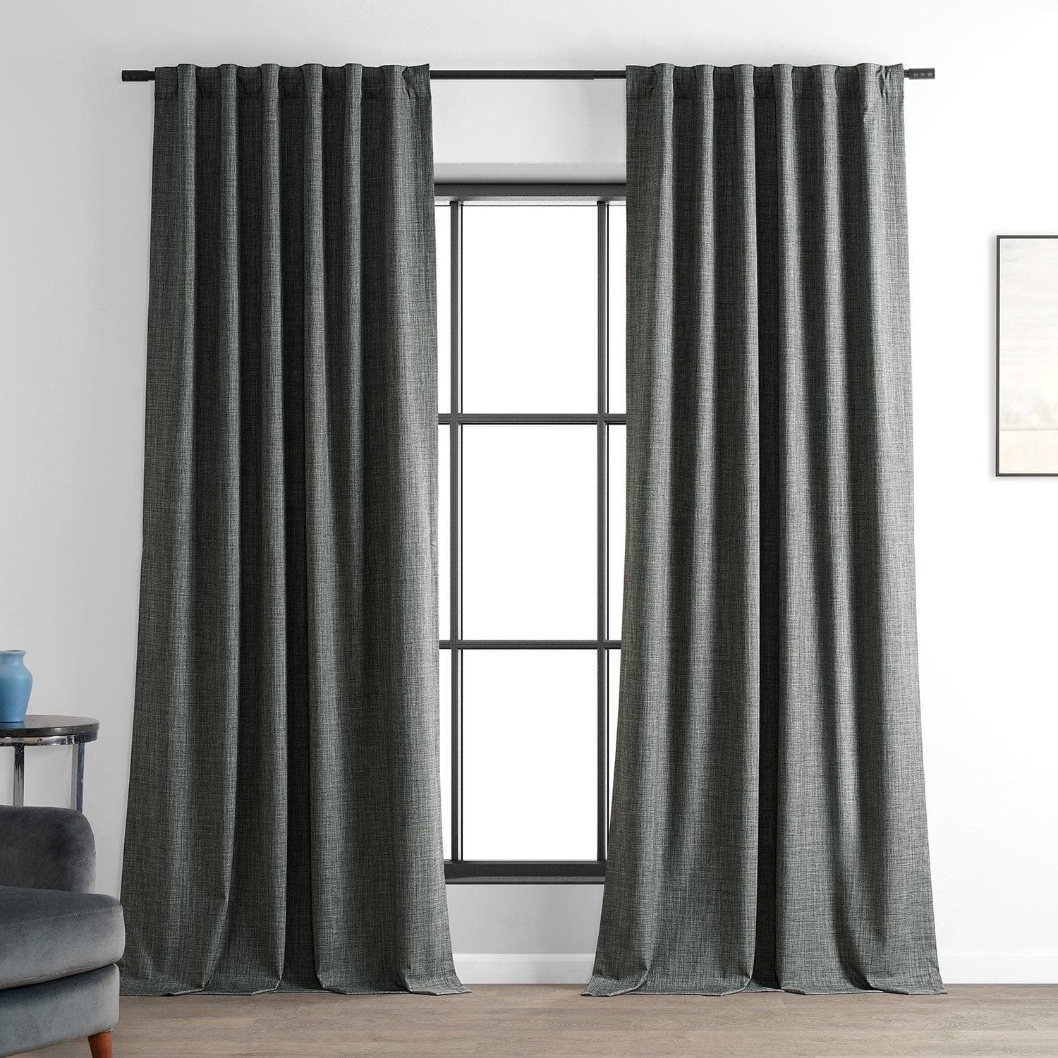 Premium Dark Grey Blackout Curtains - Thermal Insulated Linen Window Drapes for Bedroom & Living Room - Noise Reducing Hotel Style Curtain Panels (52x84 inches) - Perfect for Home Theater, Nursery & Shift Workers