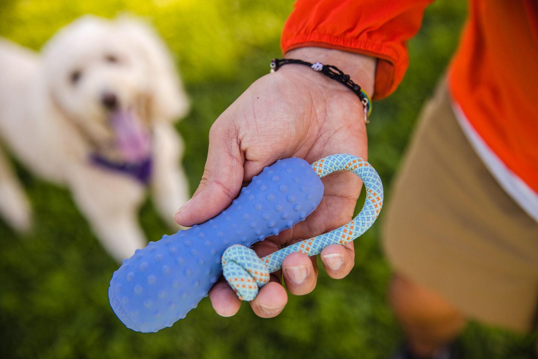 Ruffwear® Gourdo® Mint Green Rubber Dog Toy with Rope - Durable Chew Toy for Aggressive Chewers, Interactive Play & Outdoor Fetch Games