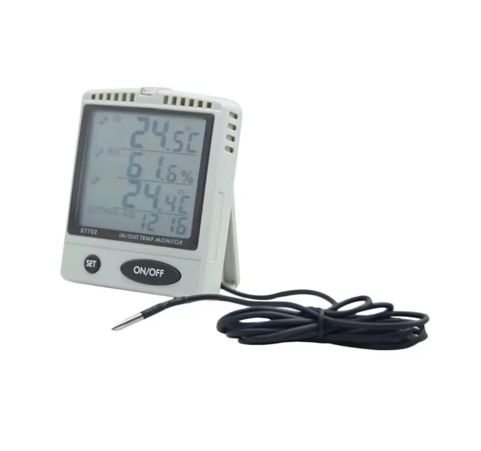AZ-87792 Large Display Indoor/Outdoor Thermometer & Hygrometer with External Temperature Probe - Digital Humidity & Temperature Monitor for Home, Greenhouse, Warehouse, and Office