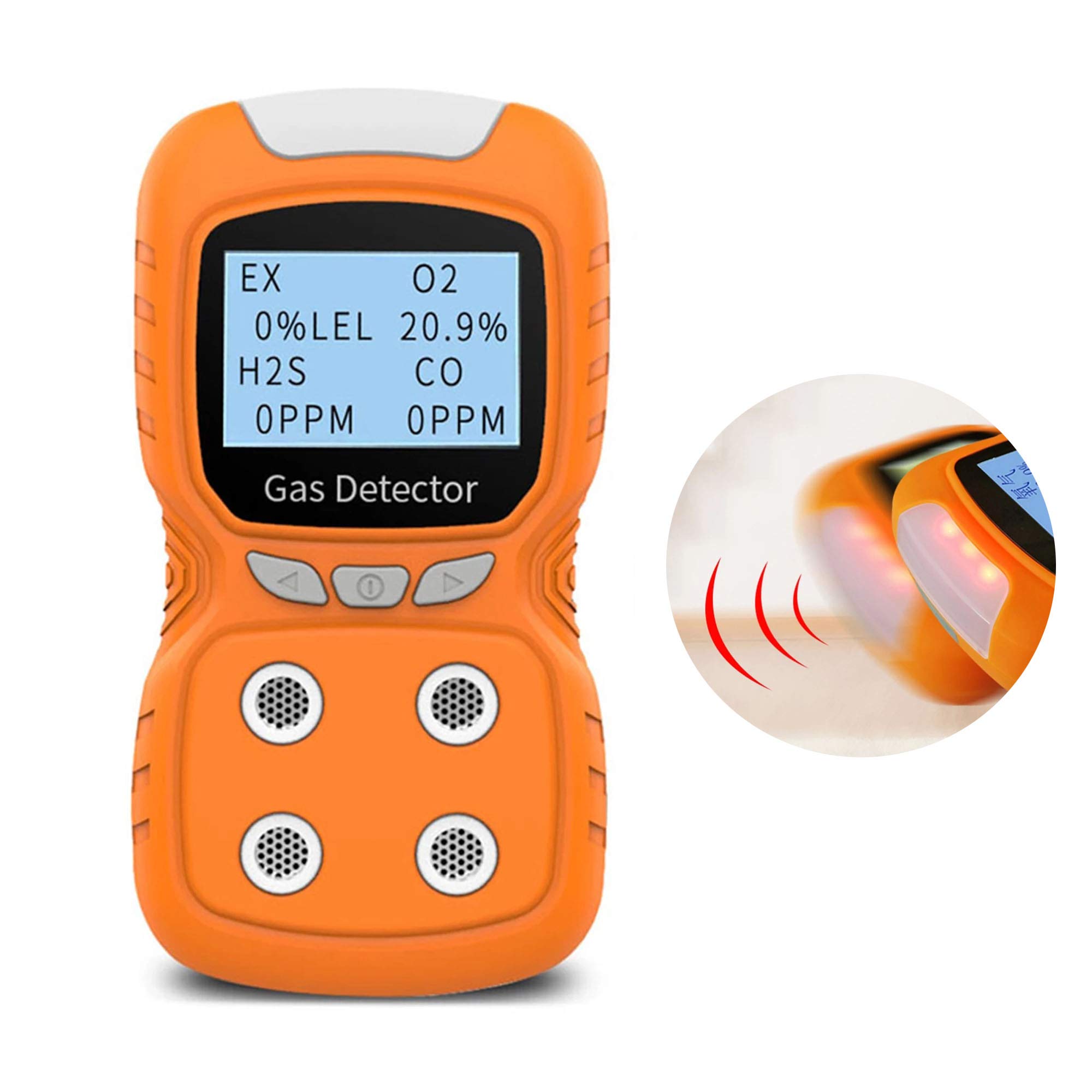 Portable 4-in-1 Combustible Gas Leak Detector - Rechargeable Natural Gas Tester with O2, CO, H2S & LEL Sensors - LCD Display Gas Analyzer for Home Safety & Industrial Use