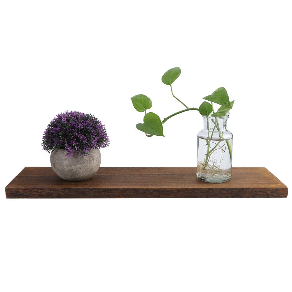 1pc Floating Wall Shelf - Retro Brown Wooden Display Rack for Books, CDs & Home Decor (50x14x2cm) - Easy to Install Wall Storage Shelf for Living Room, Bedroom & Office Organization