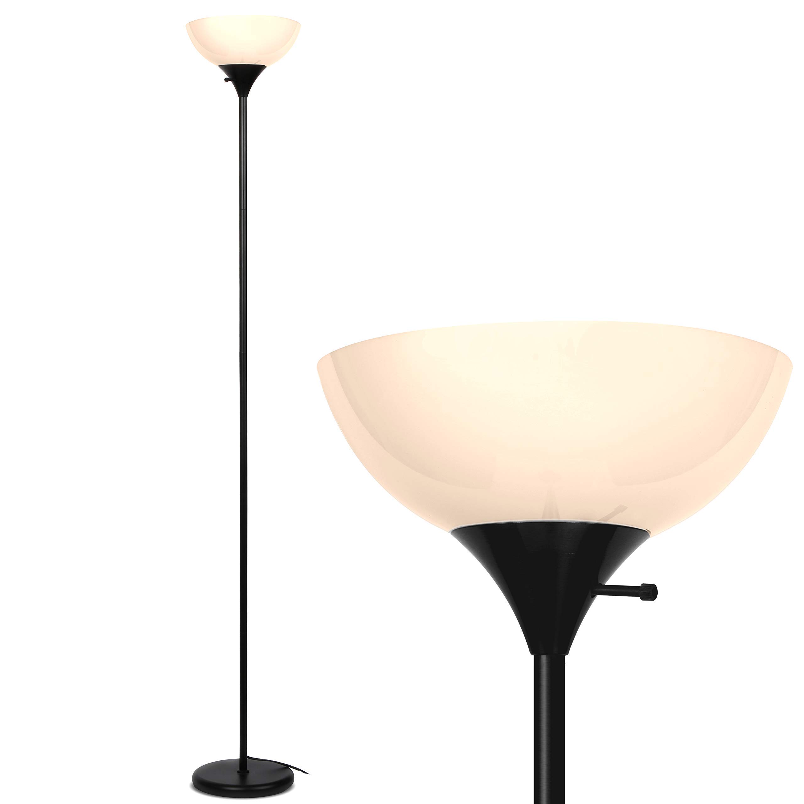 Brightech Sky Dome & Sky Dome Plus LED Floor Lamp Set - Dimmable Modern Standing Lamp for Living Room, Bedroom & Office - Tall Pole Torchiere & Reading Lamp in Black - Perfect for Ambient Lighting & Task Lighting