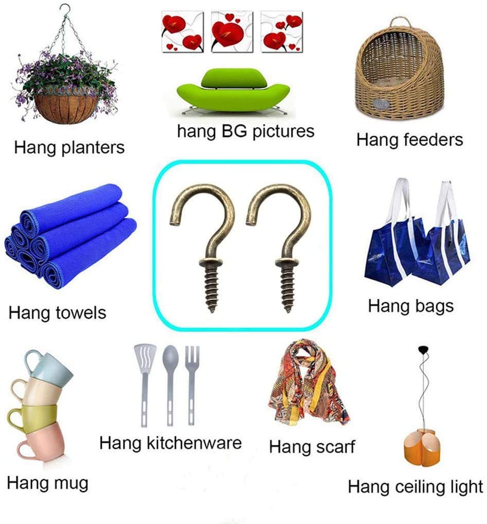 5/8 Inch Small Screw Hooks 160 Pcs - Bronze Ceiling Hooks for Christmas Lights, Jewelry & Cup Hanging - Durable Screw-in Hooks for Home Organization & DIY Projects