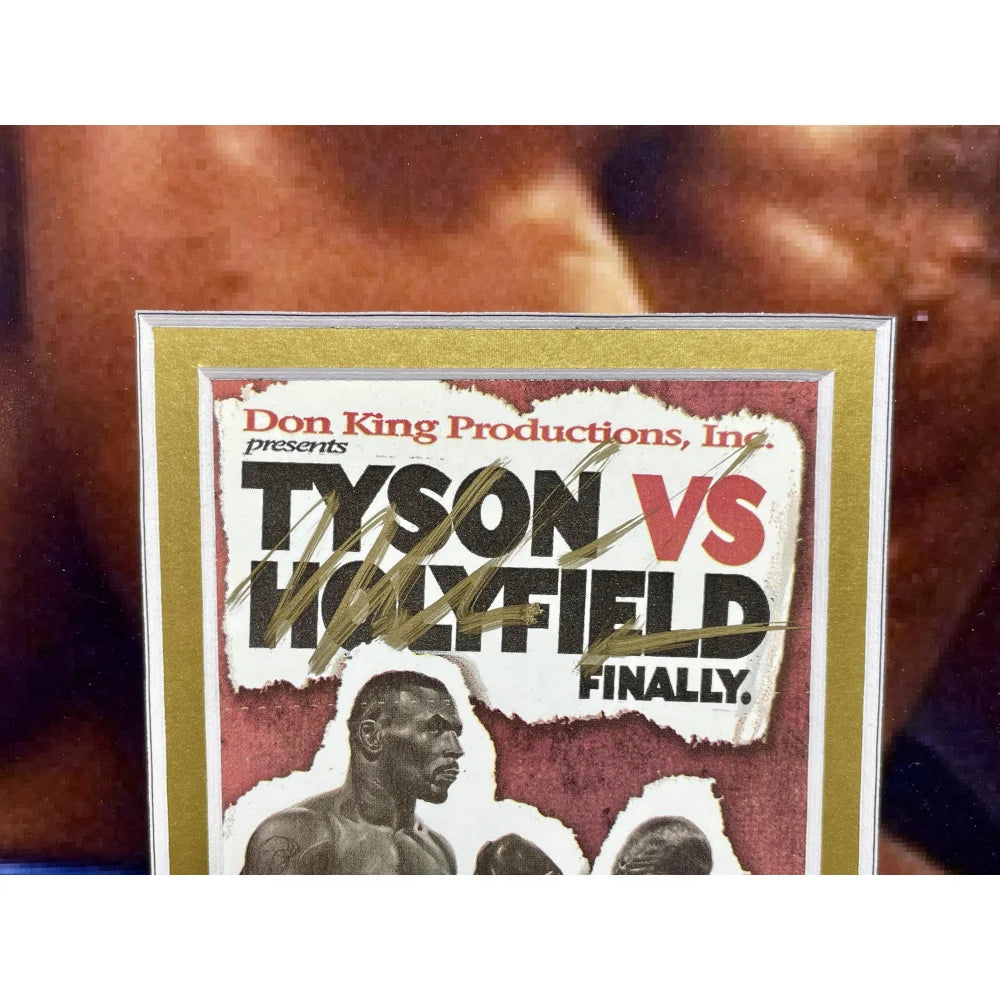 Mike Tyson vs. Evander Holyfield Signed Authentic Boxing Match Ticket - Framed 16x20 Photo with JSA COA - Perfect for Boxing Memorabilia Collectors and Man Cave Decor