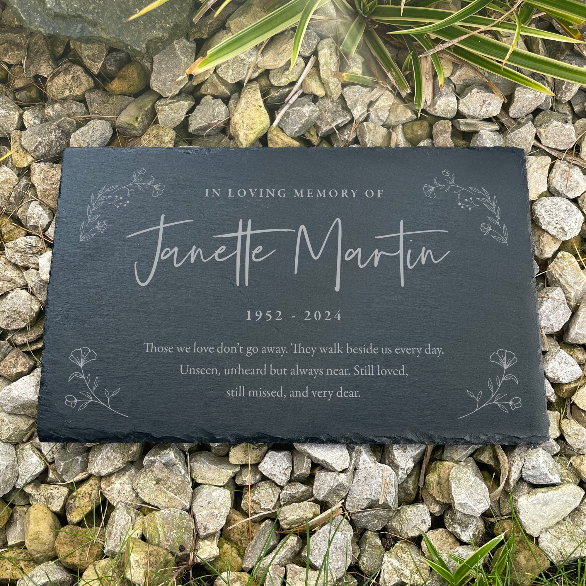 Personalized Memorial Wreath Slate Grave Marker - 12