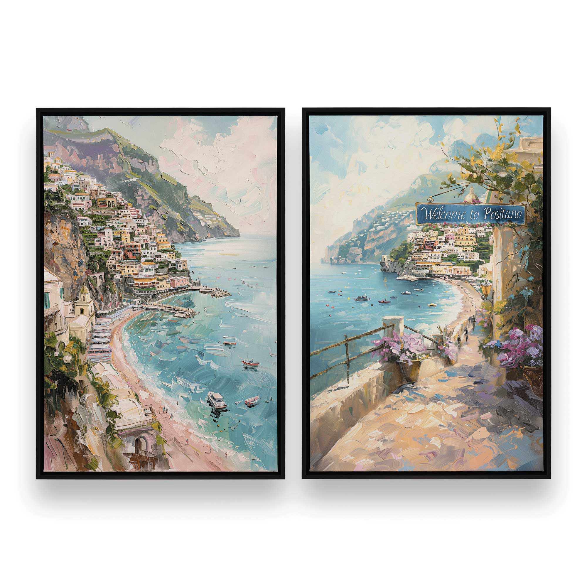 Coastal Charm Paradise Wall Art - Set of 2 Canvas Prints for Beach House Decor, Living Room & Bedroom