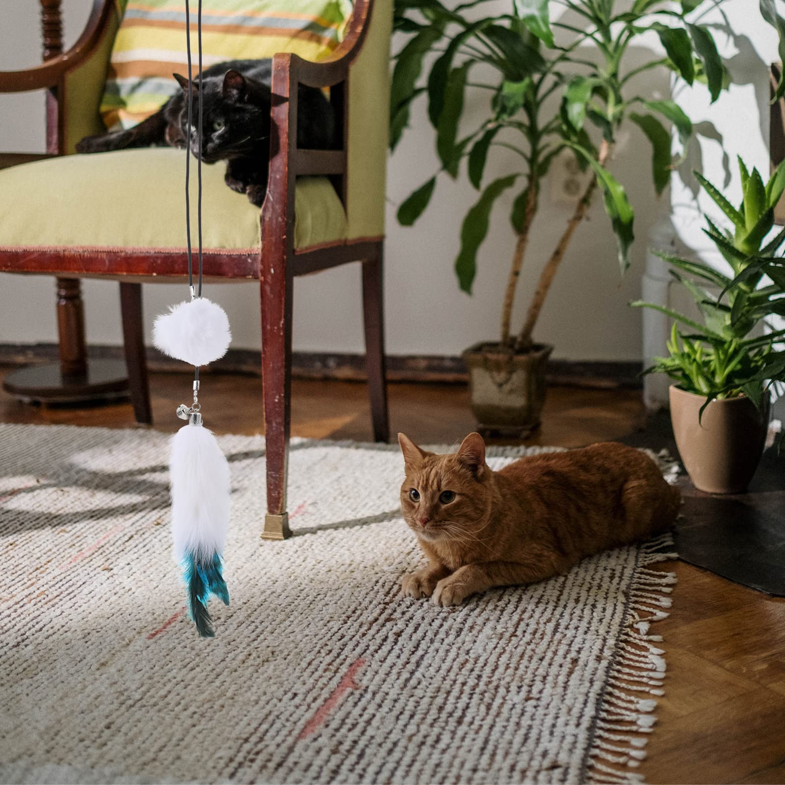 Balacoo Hanging Door Cat Toy Set - Interactive Teaser Stick with Plush Balls for Kittens | Indoor Play, Exercise & Bonding Activity for Cats