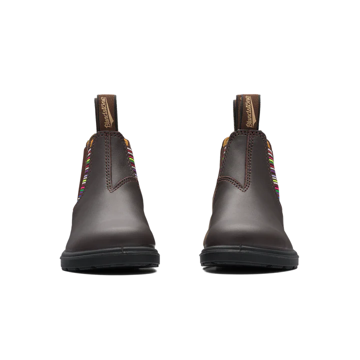 Blundstone 1413 Kids Brown Striped Elastic Boots - Comfortable & Durable Leather Shoes for Boys & Girls - Perfect for School, Outdoor Play & Hiking Adventures