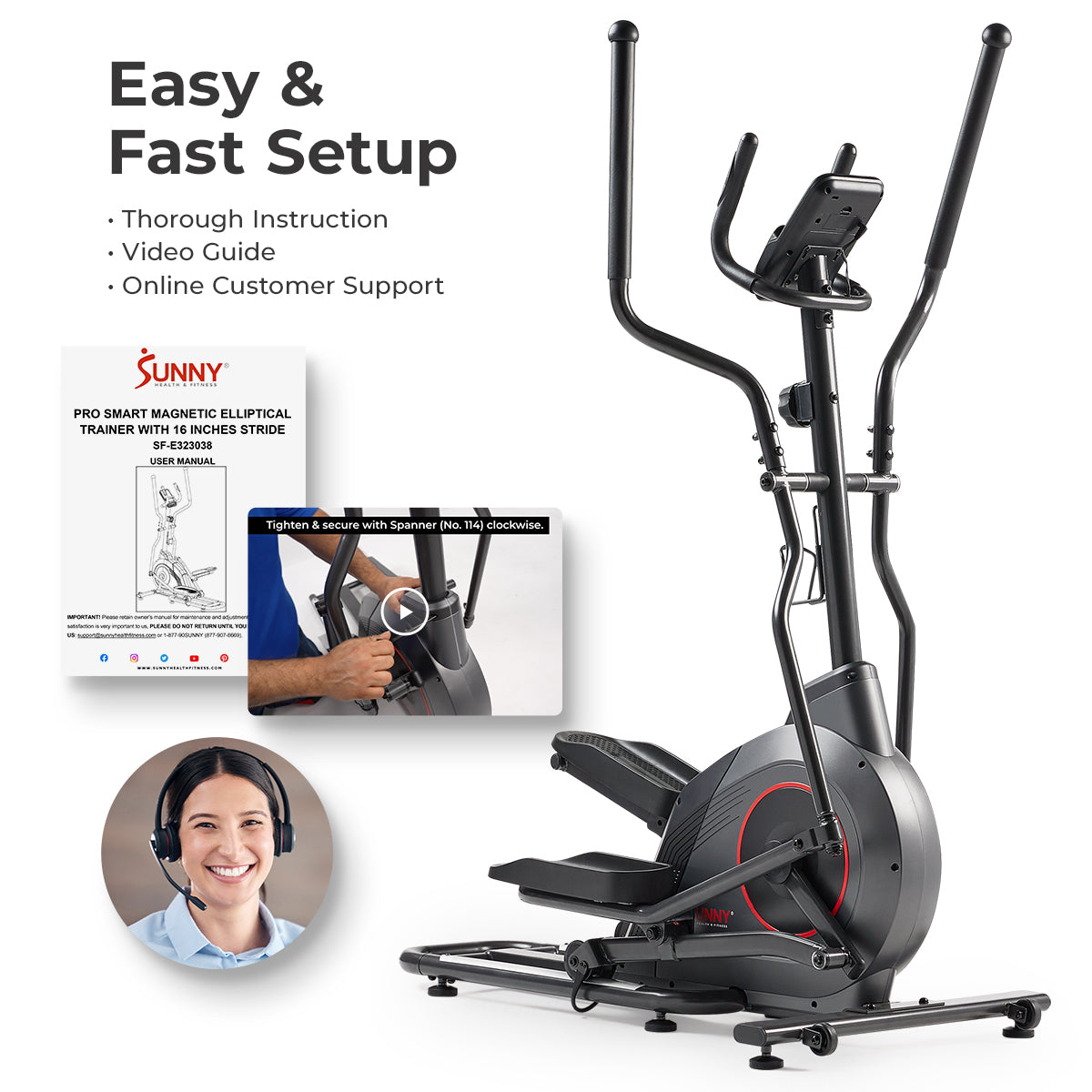 Ultra Silent Smart Elliptical Machine with 16