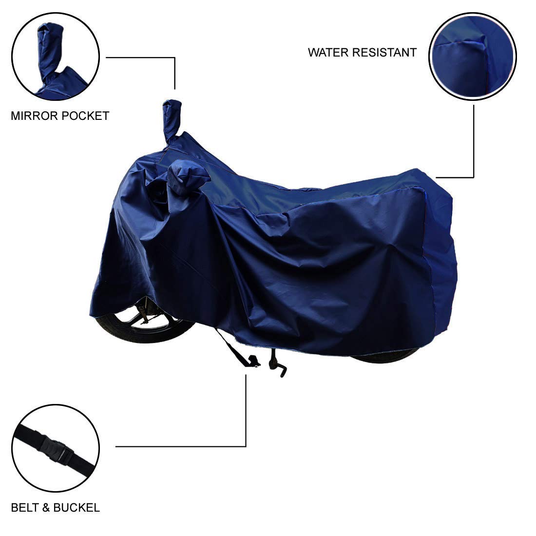 Waterproof Bike Cover for Hero Pleasure Plus BS6 - Heavy Duty Motorcycle Body Cover with UV Protection, All Weather Resistant - Perfect for Outdoor Parking, Travel & Monsoon Storage (Navy Blue)