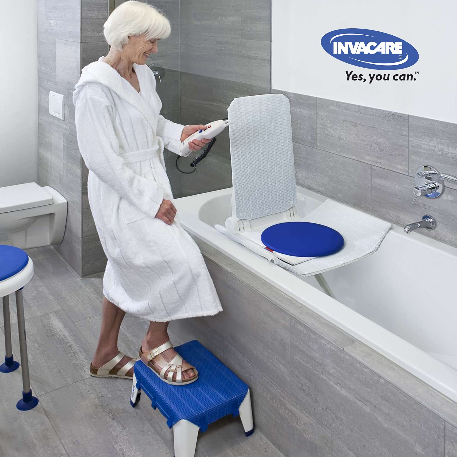 Invacare Aquatec Orca Reclining Bath Lift with White Covers - Elderly & Disabled Bathroom Safety Aid for Easy Bathing & Relaxation - Perfect for Home Care & Assisted Living