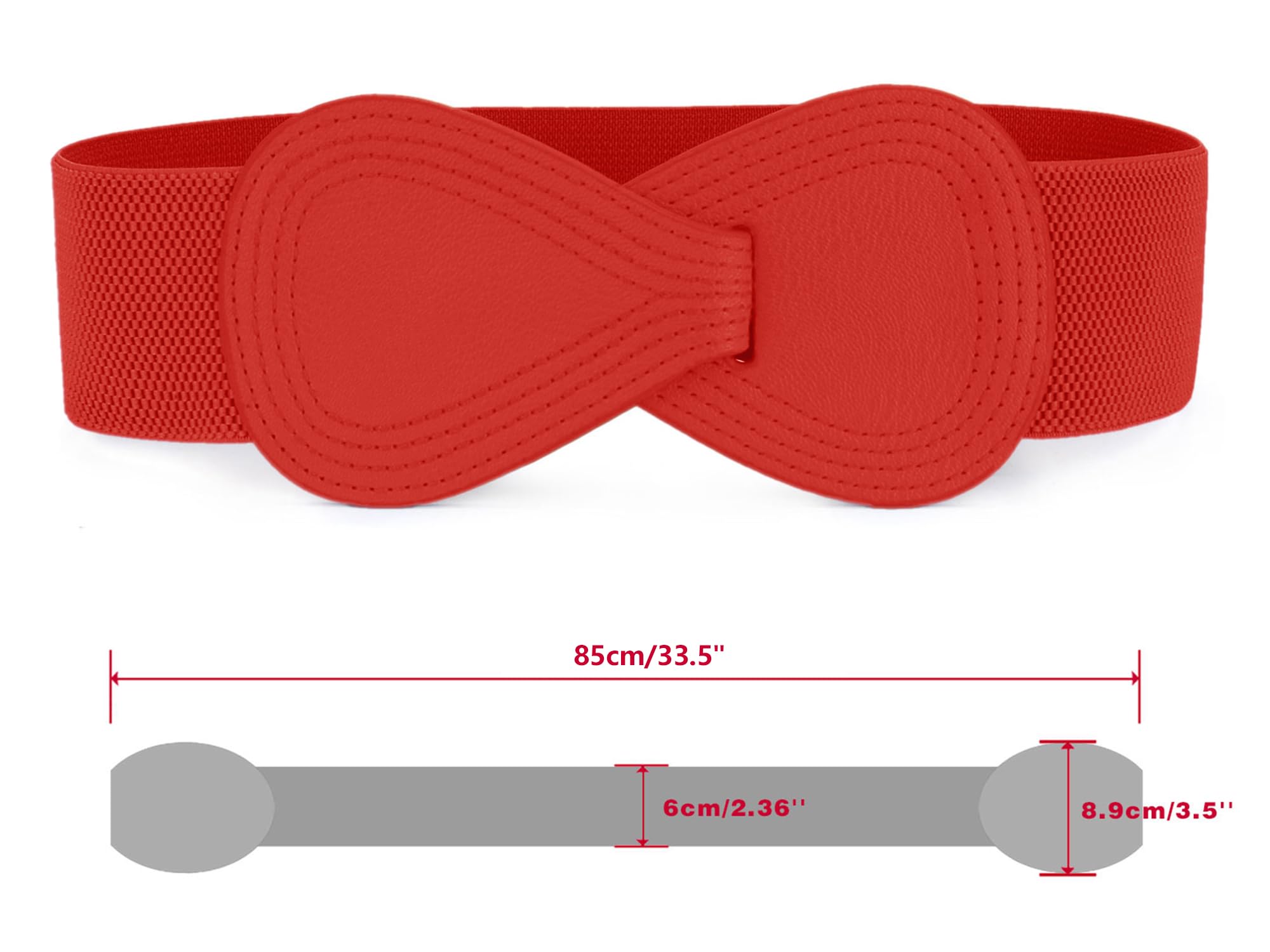 Allegra K 2-Pack Women's Plus Size Stretch Waist Belt with Interlock Buckle - Elastic Dress Belt for Dresses, Skirts & Formal Wear | Comfortable & Adjustable Fashion Accessory