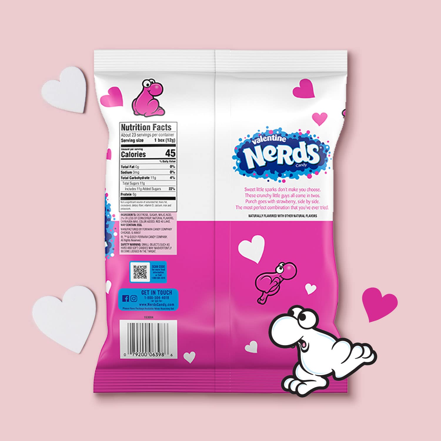 NERDS Valentine’s Day Candy - Strawberry & Punch Flavors | Sweet & Sour Individually Wrapped Treats | 9.8oz Box (Pack of 24) | Perfect for Classroom Treats, Party Favors & Holiday Gift Baskets
