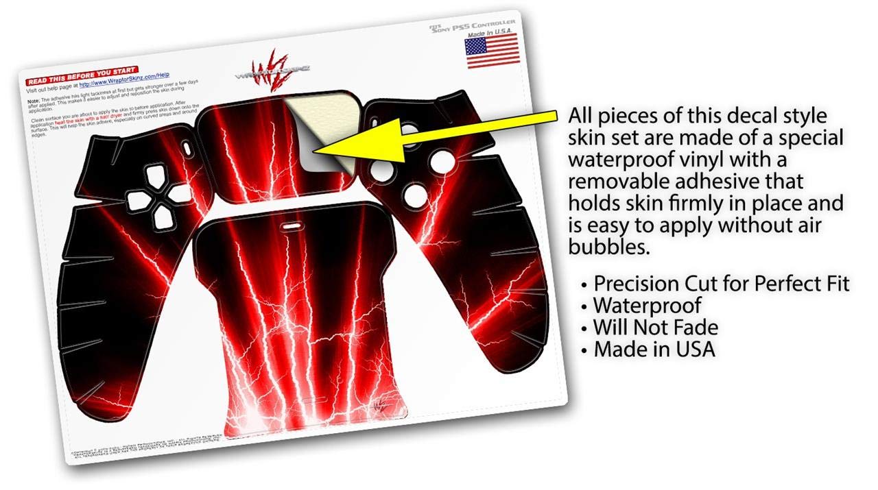 PS5 DualSense Controller Skin Wrap - Lightning Red for Gaming & Protection