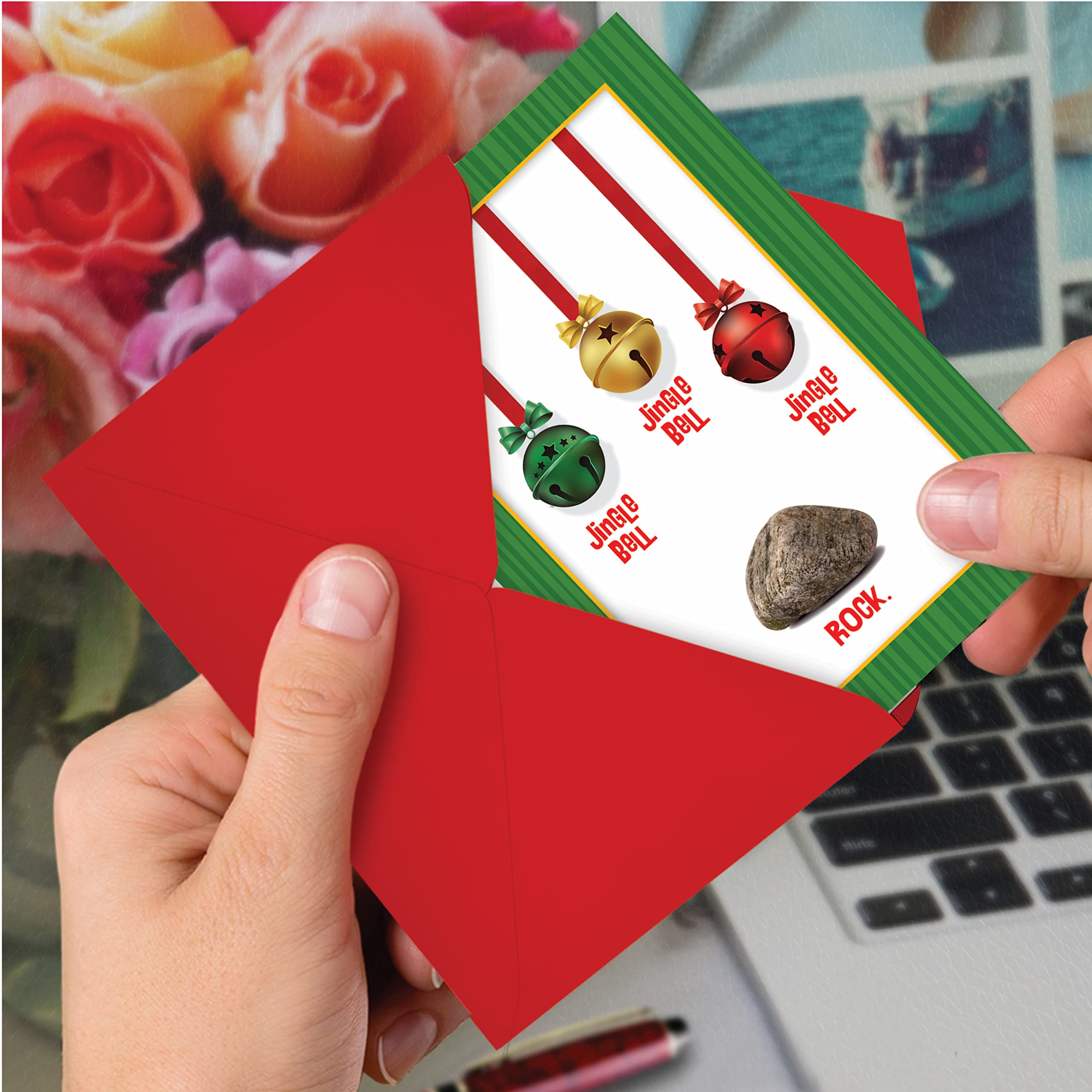 12 Pack Funny Christmas Greeting Cards with Envelopes - Humorous Holiday Cards for Men & Women - Jingle Bell Rock Design B5954 | Perfect for Office Parties, Family Gatherings & Secret Santa Exchanges