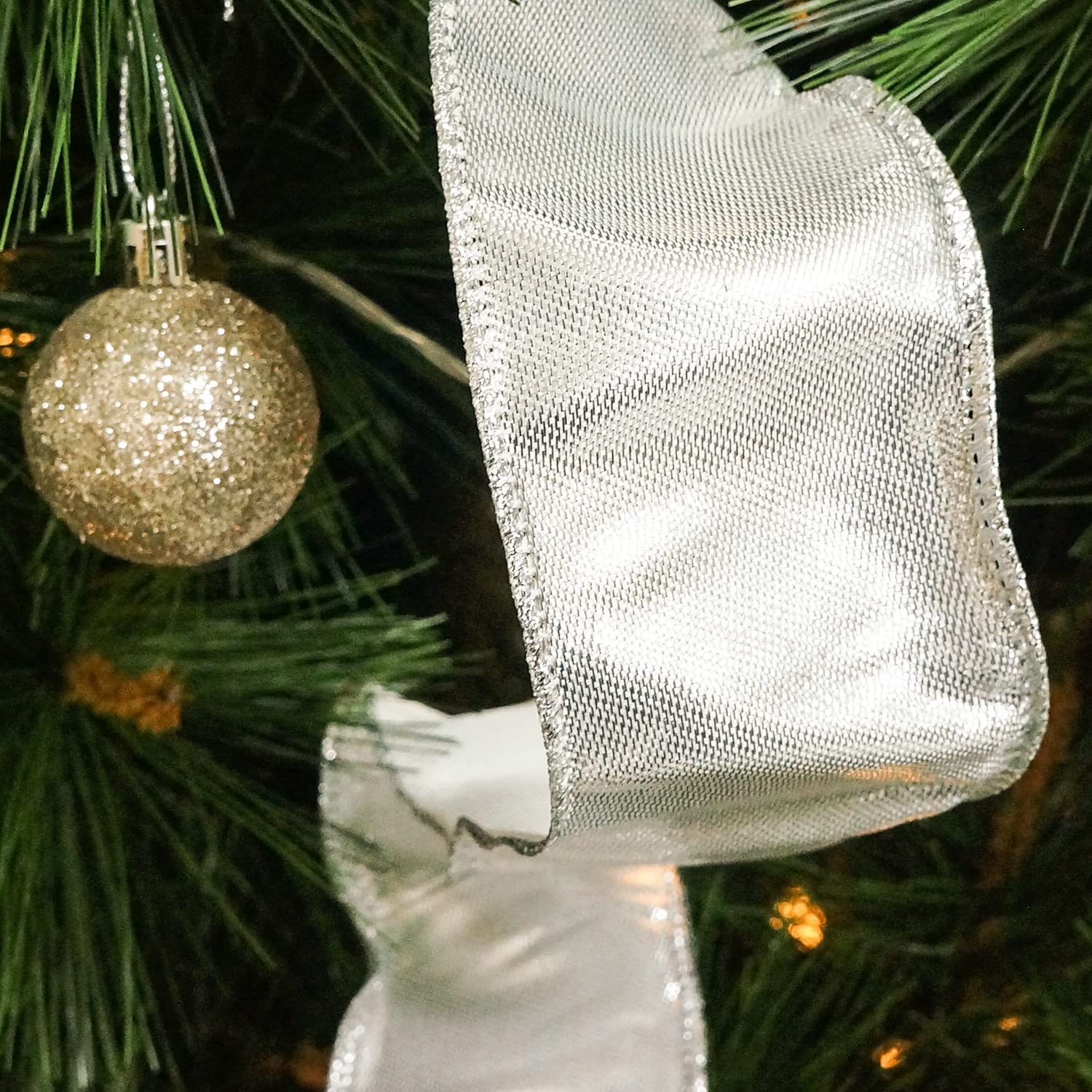 CT CRAFT LLC Silver Snowflake Christmas Tree Topper Bow - 11 Inch with 4 Ribbon Streamers (3 Yards Each) for Holiday Decorations, Elegant Home Décor - Perfect for Christmas Trees, Gift Wrapping & Festive Indoor Decor