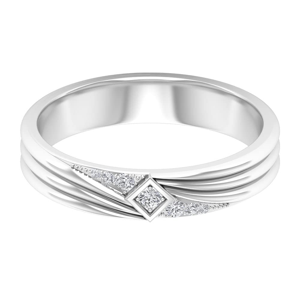 14K Solid Gold Diamond Band Ring for Men - Elegant Carved Design, Luxury Wedding & Anniversary Jewelry Gift for Him - Perfect for Engagements, Promises & Special Occasions