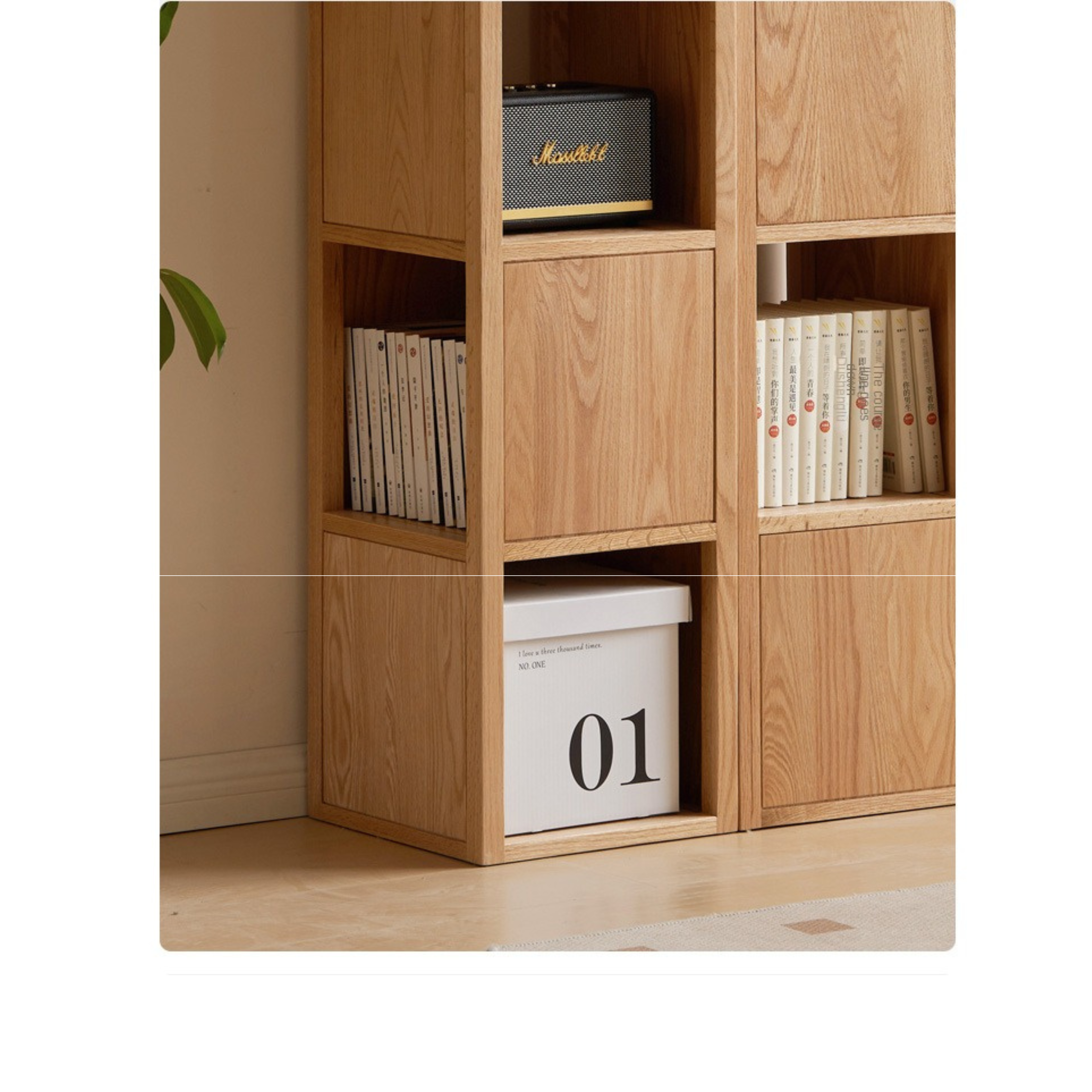 Oak Solid Wood Nordic Corner Bookcase - Modern Bookshelf for Living Room, Bedroom & Office - Space-Saving Storage Solution for Books, Decor & Essentials