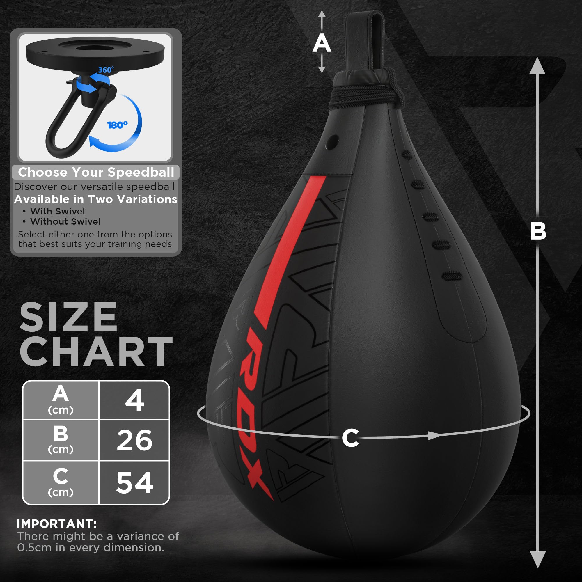 RDX Speed Bag Boxing Ball and Swivel Set - Premium Maya Hide Leather Punching Bag for MMA, Muay Thai, Boxing Training | Includes Extra Bladder | Perfect for Home Gym, Martial Arts, Cardio Workouts & Fitness Training