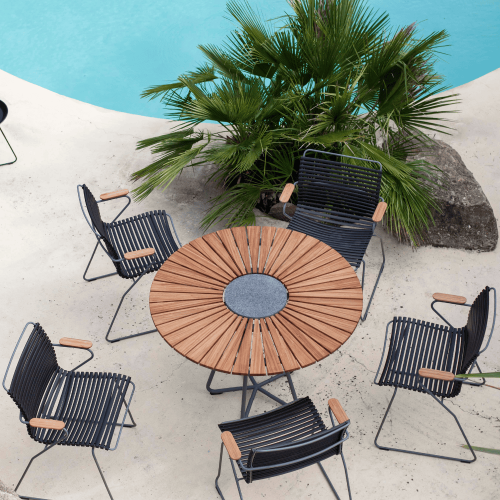 Round Outdoor Dining Table - Weatherproof Patio Furniture for Garden, Backyard, and Poolside Gatherings