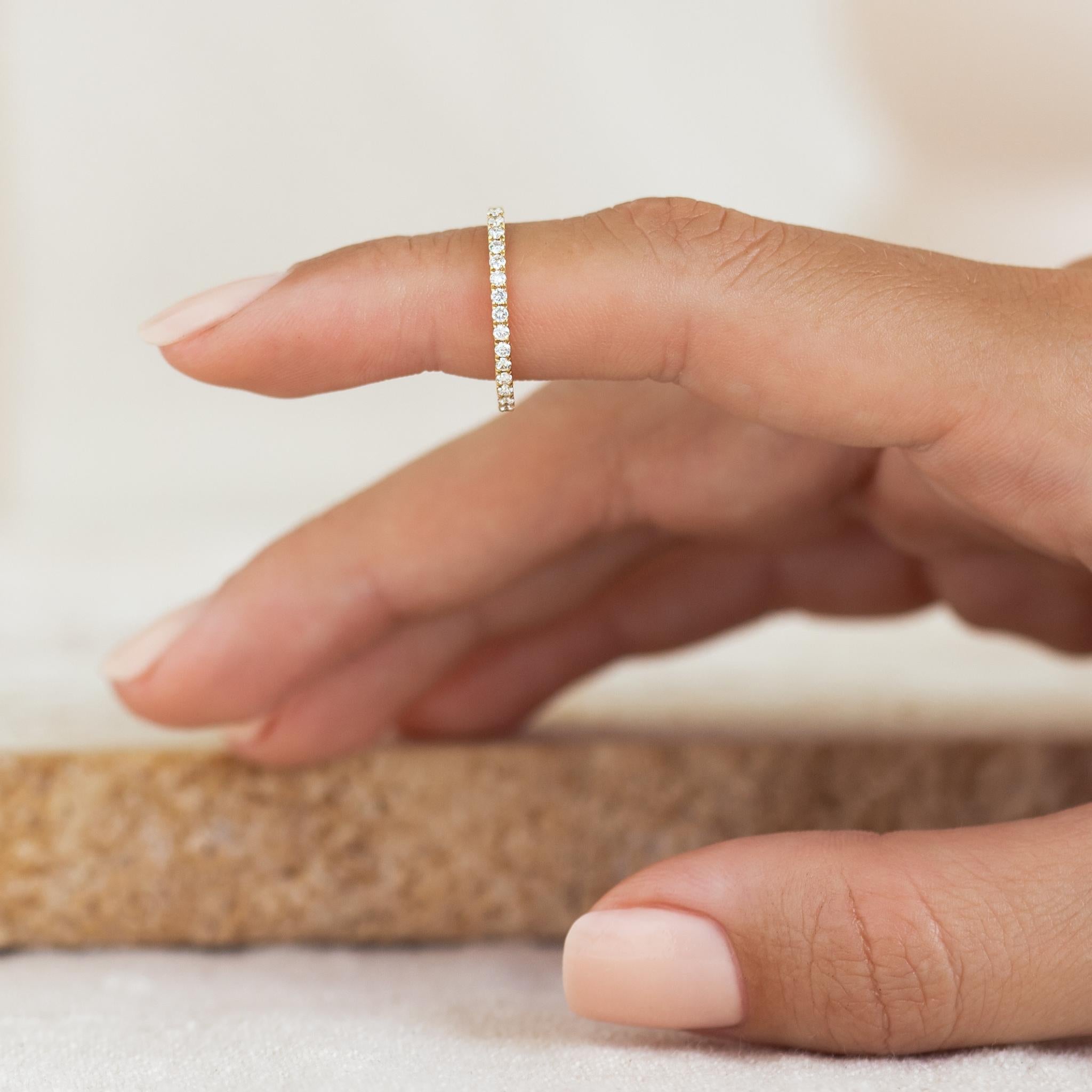 14K Gold Diamond Half Eternity Ring for Women - Elegant Stackable Wedding Band, Anniversary Gift for Her | Perfect for Bridal Jewelry, Valentine's Day & Special Occasions