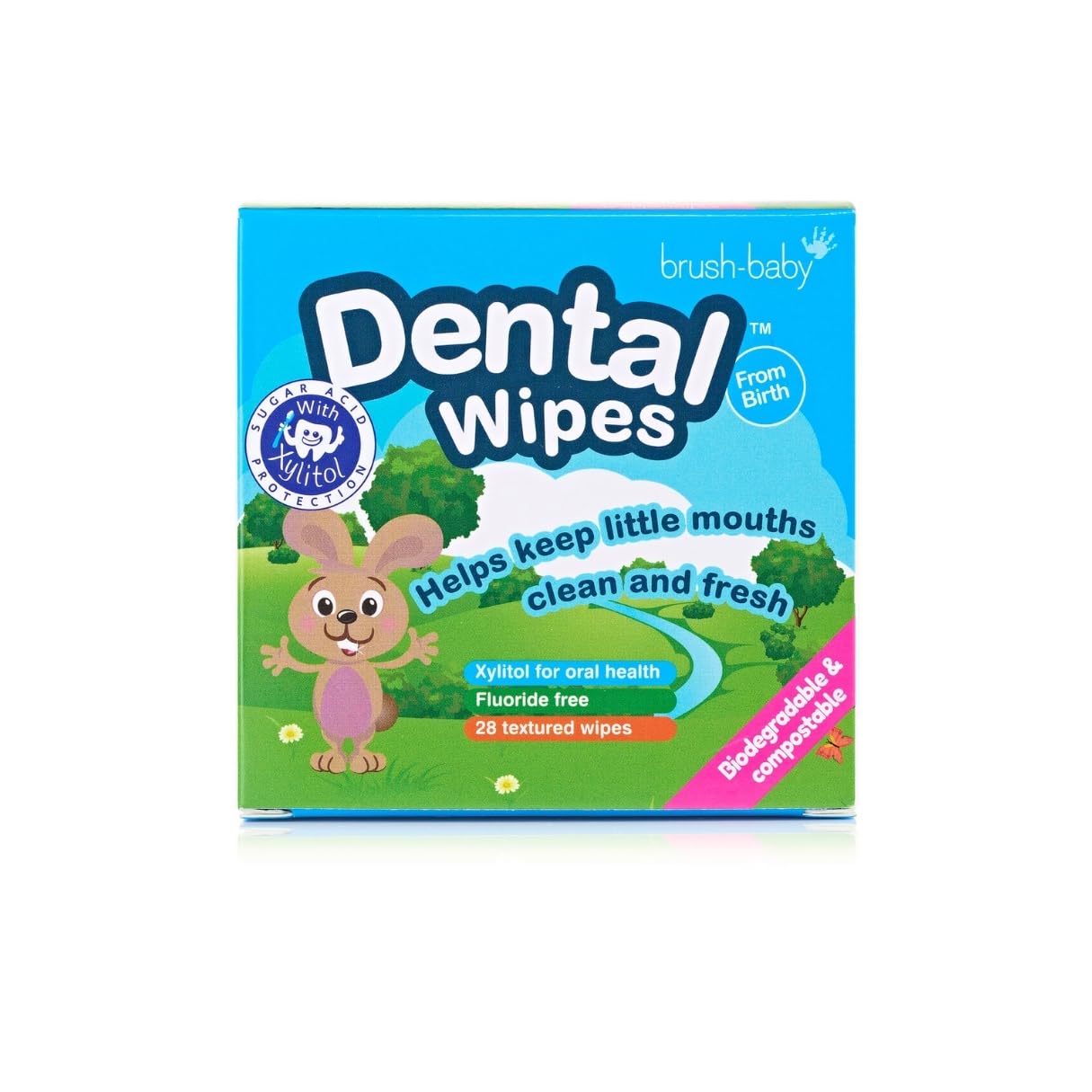 Organic Baby Teething Wipes for Infants & Toddlers (0-24 Months) - Natural Pain Relief, Tooth Decay Prevention & Fresh Breath - 28 Finger Dental Wipes for On-the-Go Soothing & Oral Care