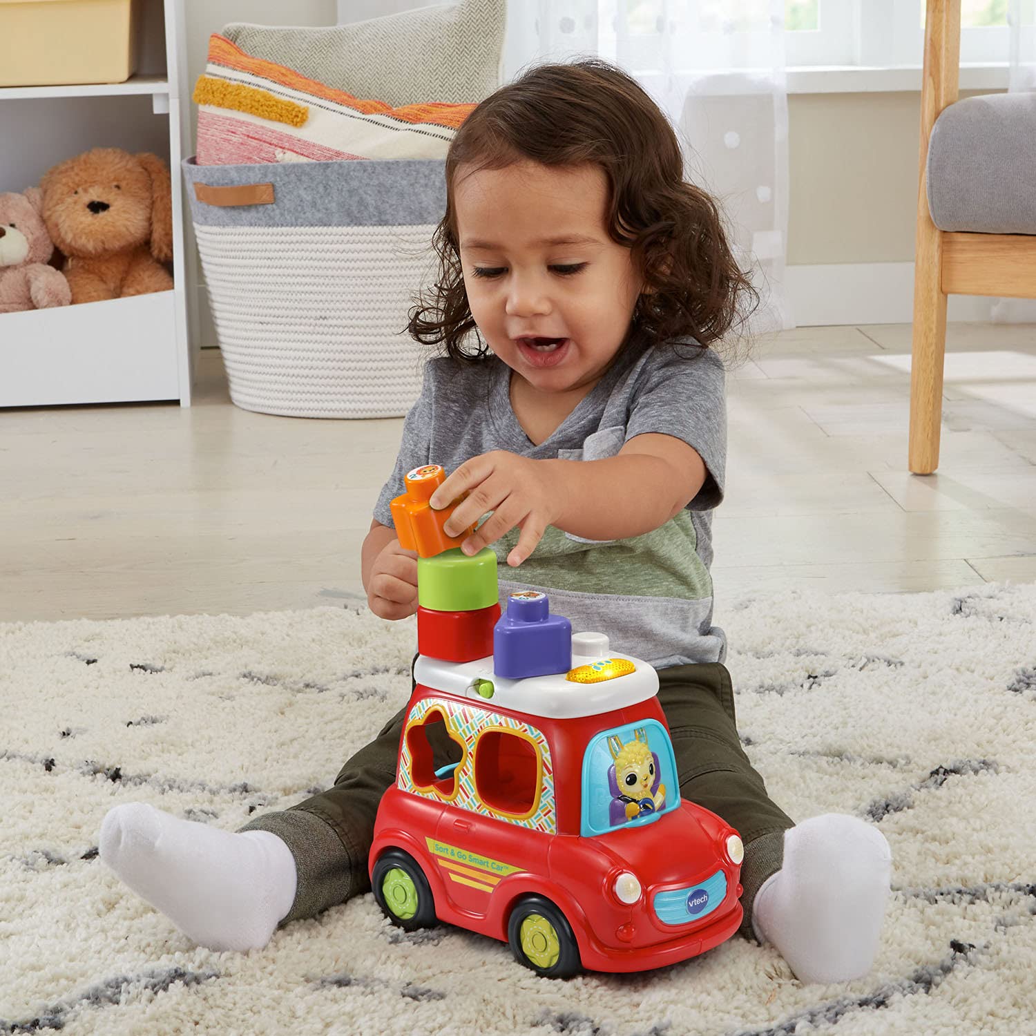 VTech Sort and Go Smart Car - Interactive Learning Toy for Toddlers, Red - Educational Shape Sorter & Push Car for Kids Ages 1-3 Years (Ideal for Early Childhood Development & Playtime Fun)