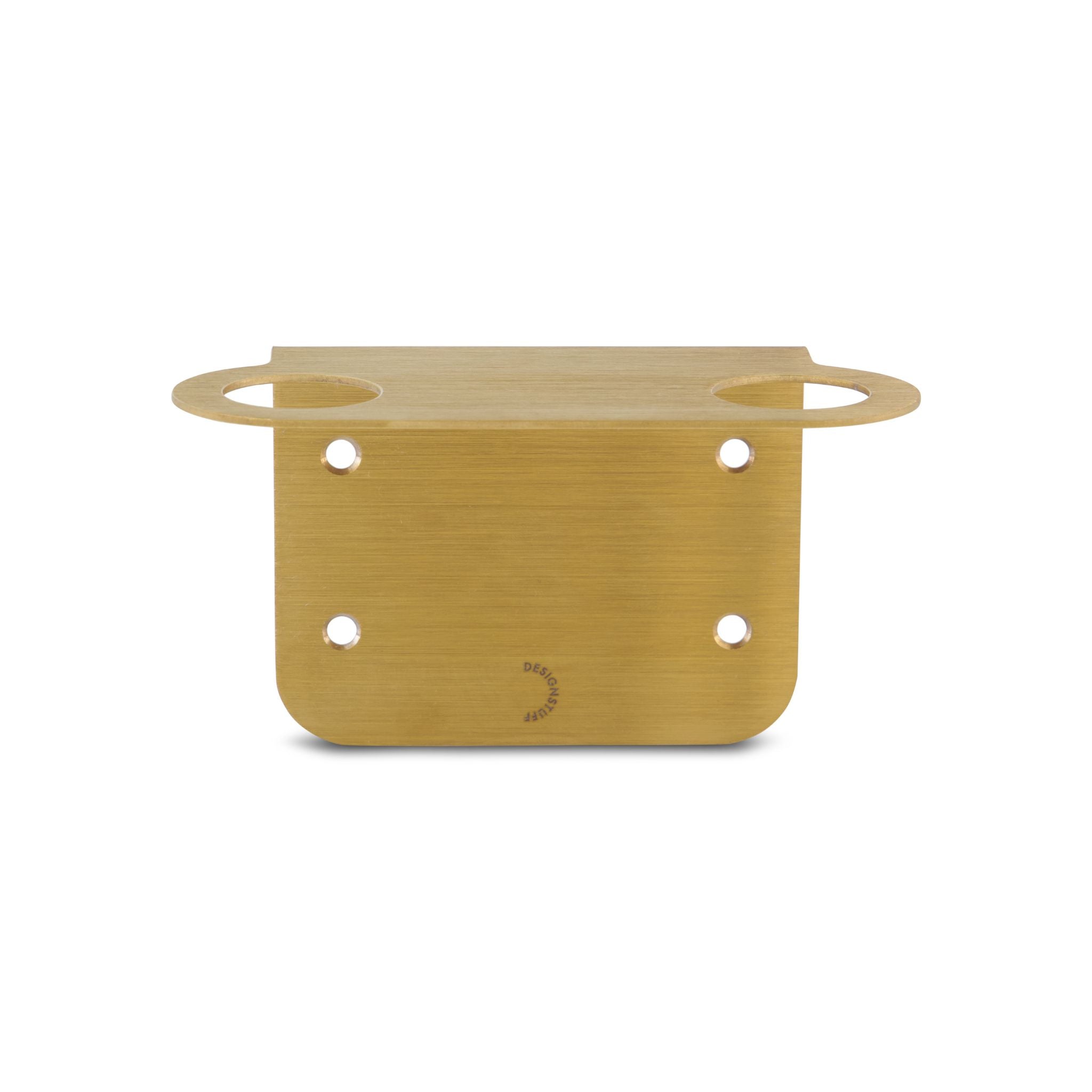 DESIGNSTUFF Floating Dual Soap Dispenser Holder - Brushed Brass Bathroom Organizer for Sink Countertop | Modern Soap & Lotion Dispenser Stand for Kitchen or Bathroom Decor