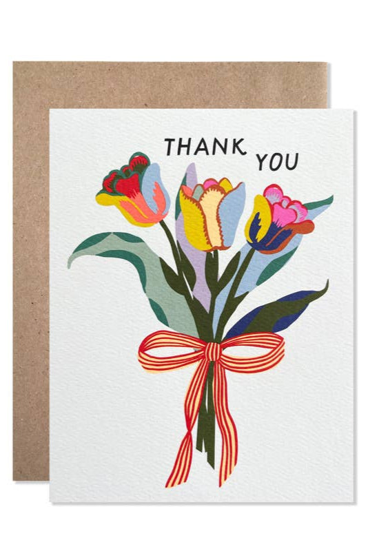 Thank You Tulips Greeting Card - Elegant Floral Design for Appreciation Gifts, Birthdays, Anniversaries & Special Occasions