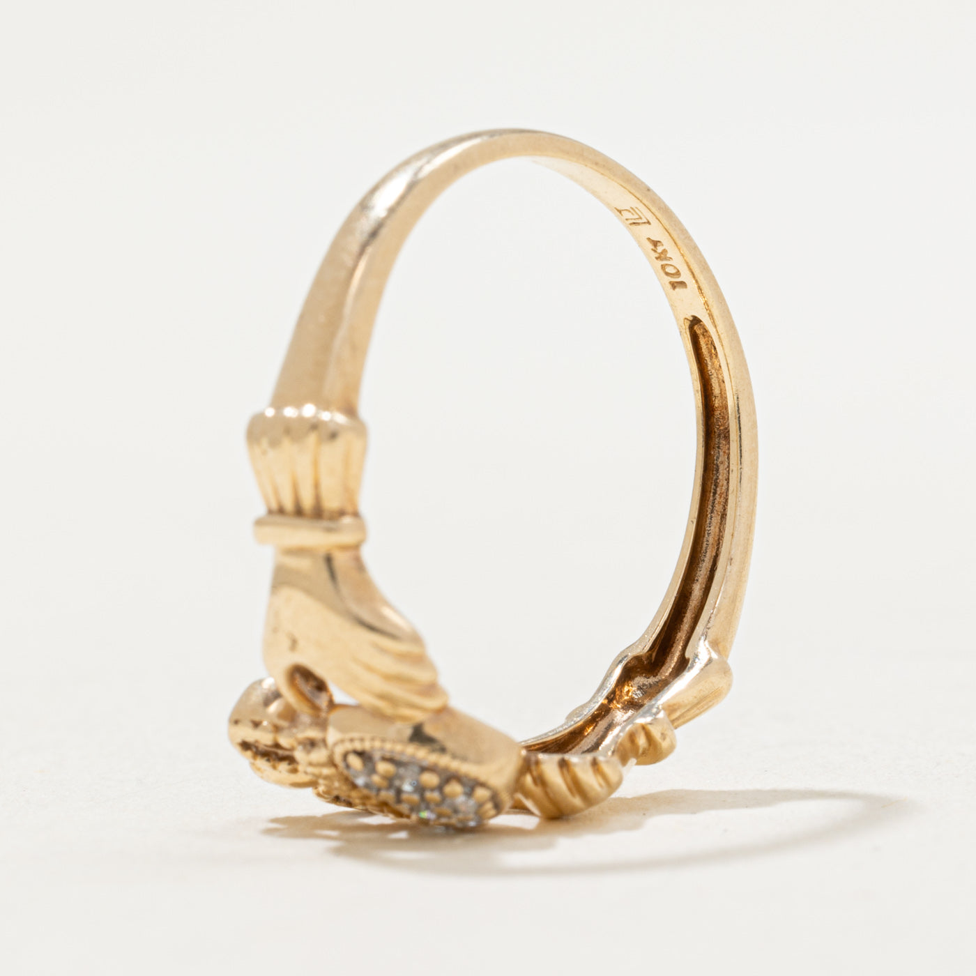 0.03ctw Cluster Diamond Claddagh Ring - Size 6.5 - Elegant Irish Love & Friendship Ring for Women - Perfect for Weddings, Anniversaries & Valentine's Day Gifts