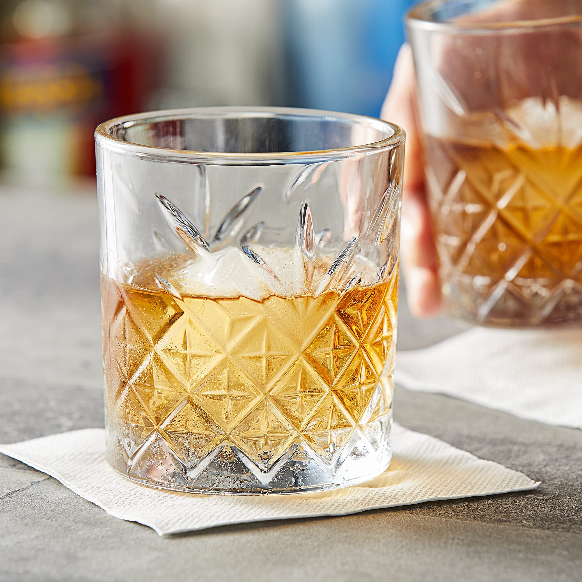 Decoret Timeless Series 11.05 Oz. Etched Glass Goblets - Set of 12 Stemmed Water Glasses, Dishwasher Safe & Chip Resistant Clear Crystal Cups for Wine, Cocktails & Elegant Dining