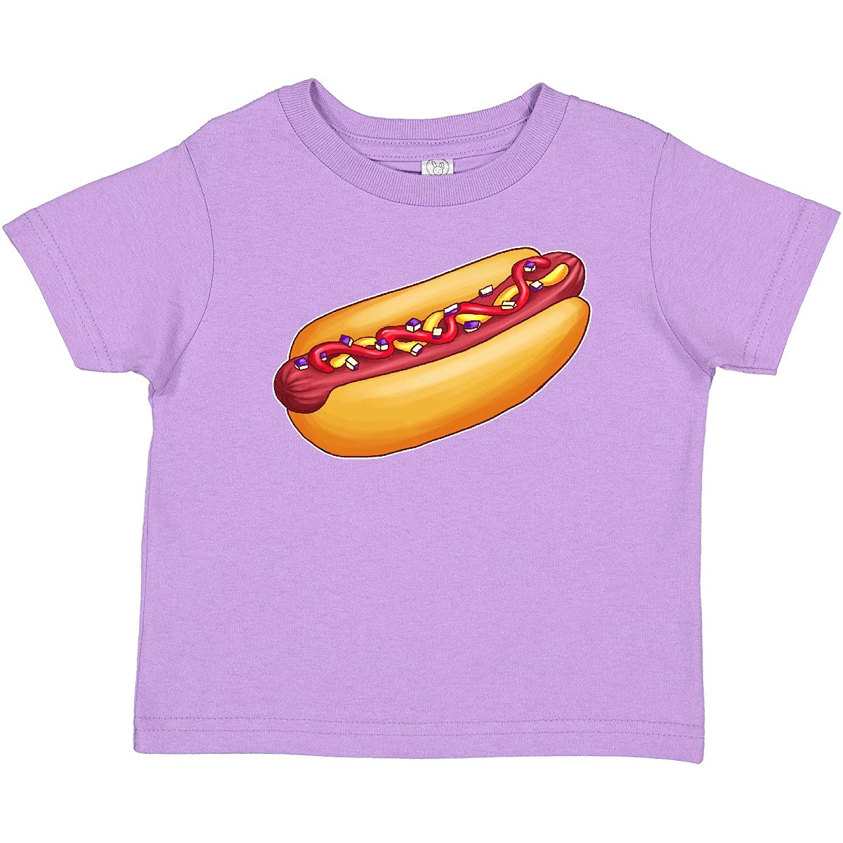 Inktastic Hot Dog Illustration with Mustard Onions and Ketchup Baby T-Shirt - Cute Graphic Tee for Toddlers, Boys & Girls - Perfect for Playdates, Birthday Parties & Family Outings