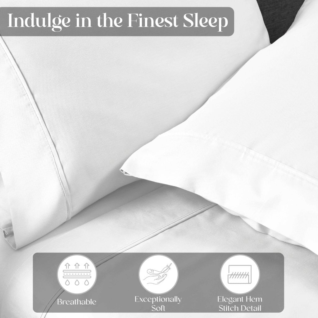 Premium 1400-1500 Thread Count Cotton Blend Deep Pocket Bed Sheet Set - Ultra Soft & Breathable for a Comfortable Sleep - Perfect for Master Bedroom, Guest Room & Dorm