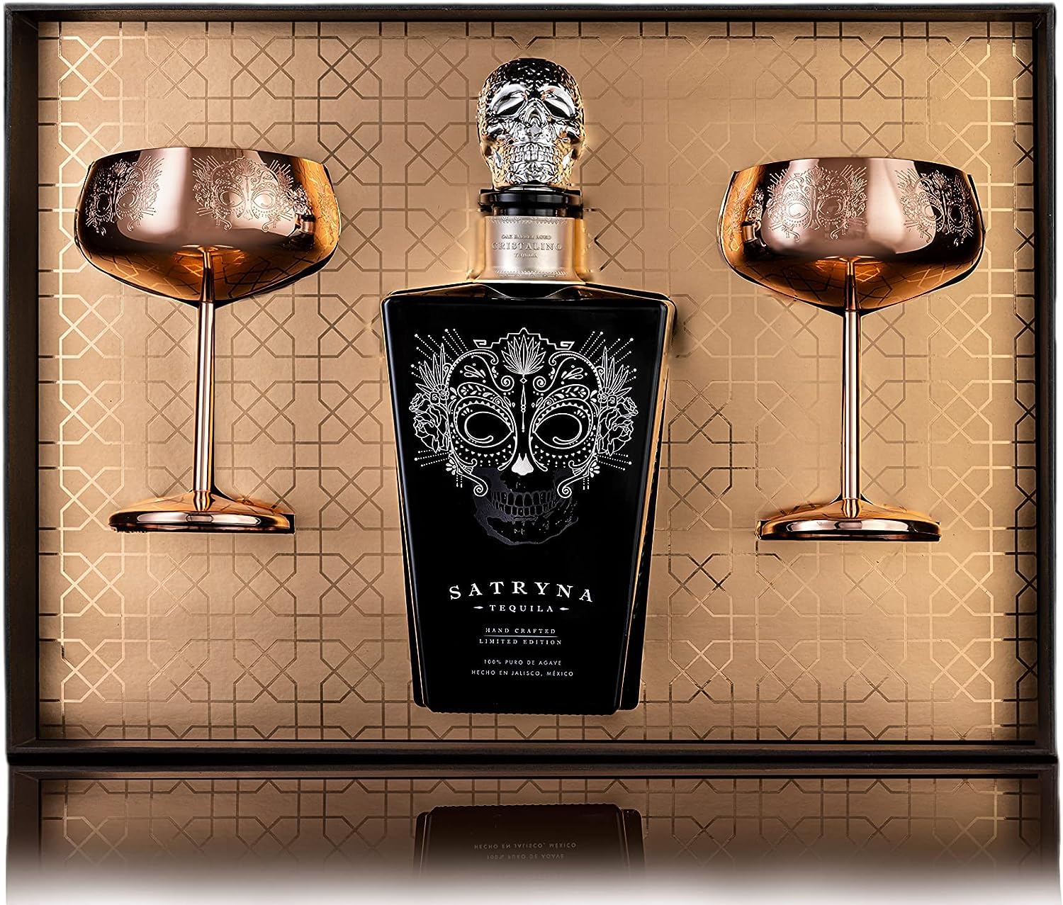 SATRYNA Añejo Cristalino Ultra Premium Tequila 70cl Gift Set - Luxury Aged Tequila for Special Occasions, Gifts & Cocktail Making