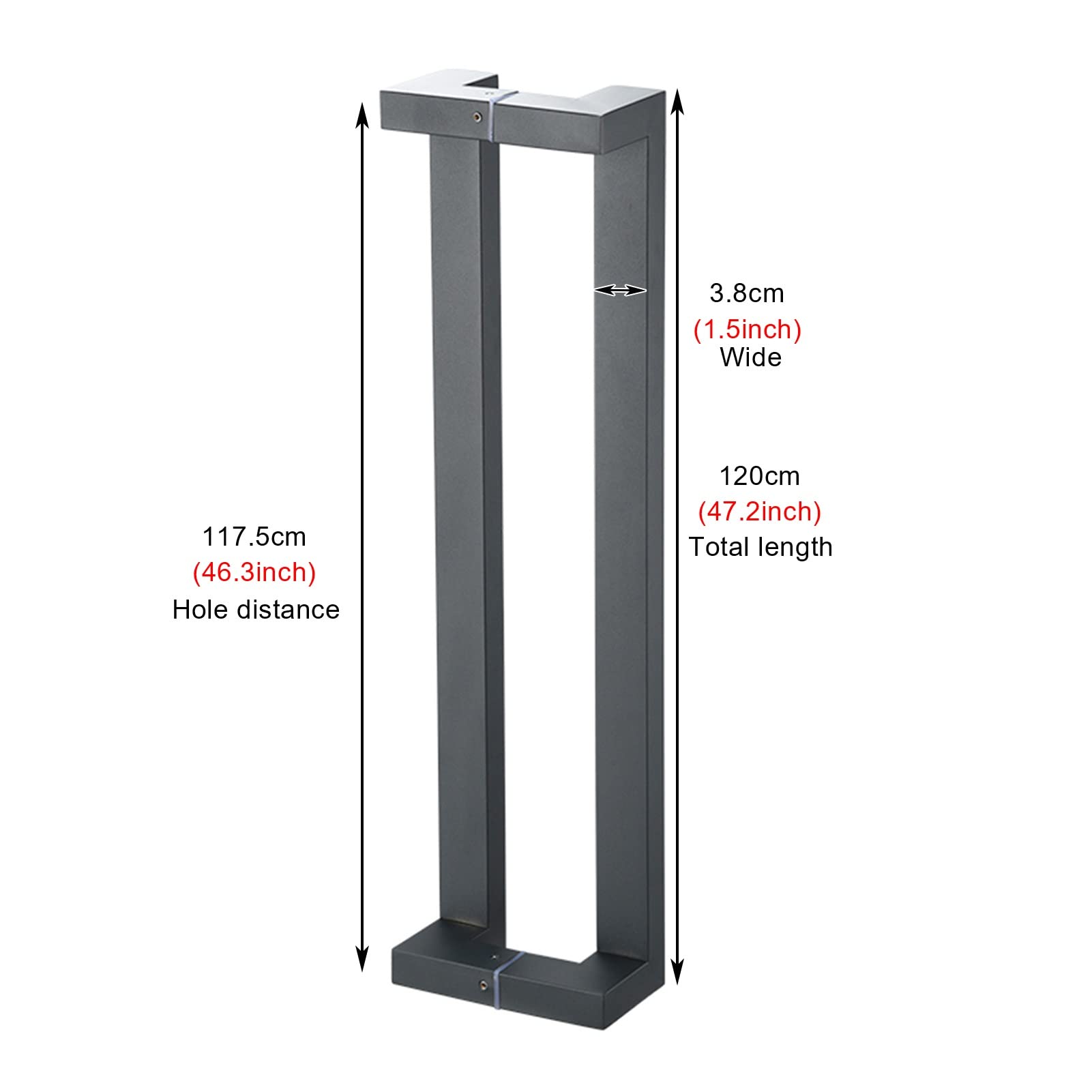 Double Sided H-Shape Sliding Door Handle - 47 Inch Rectangle Pull Handle for Wooden/Glass/Barn Doors - Gray Finish - Perfect for Home Entry, Closet & Room Divider Doors