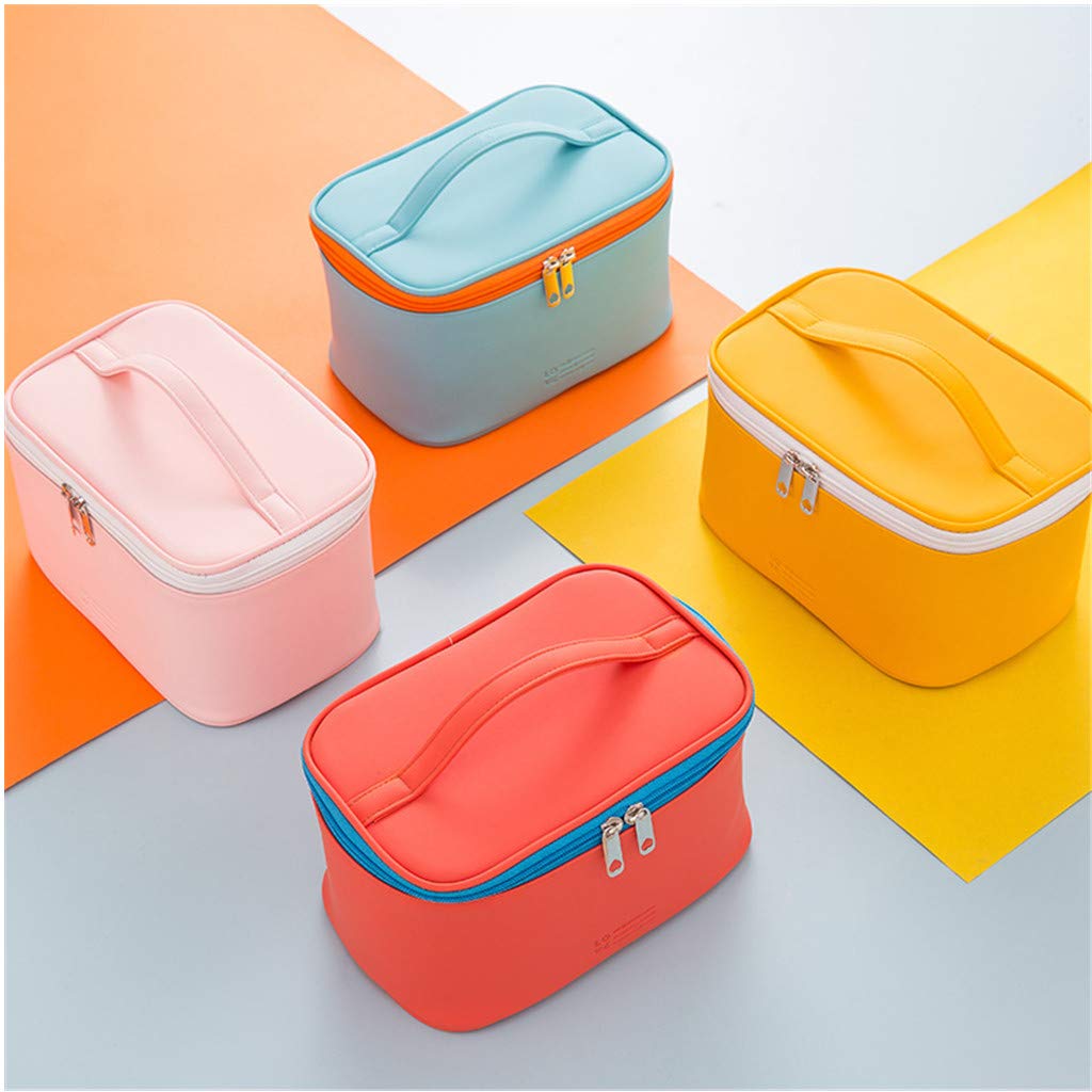 LYDZTION Large Makeup Bag for Women - Waterproof PU Leather Travel Cosmetic Organizer with Zipper, Portable Toiletry Bag for Girls (Pink) - Perfect for Travel, Gym, and Daily Beauty Storage