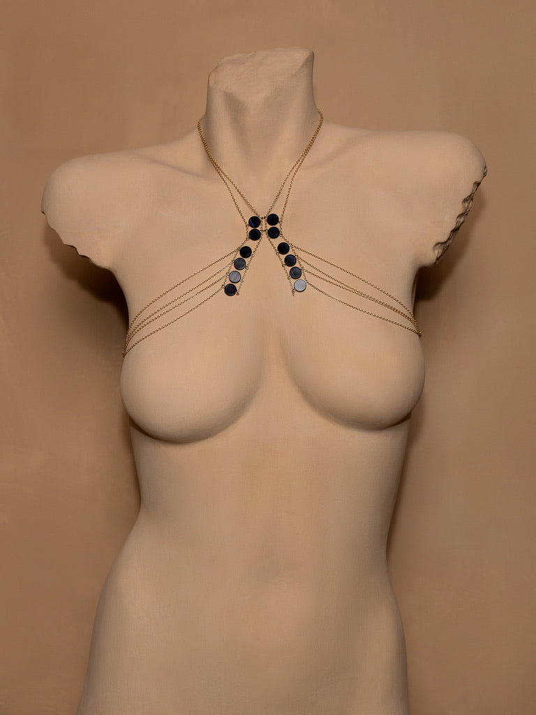 Womb Circle Stone Body Chain - Elegant Bohemian Belly Jewelry for Women, Perfect for Music Festivals, Beach Parties & Yoga Sessions