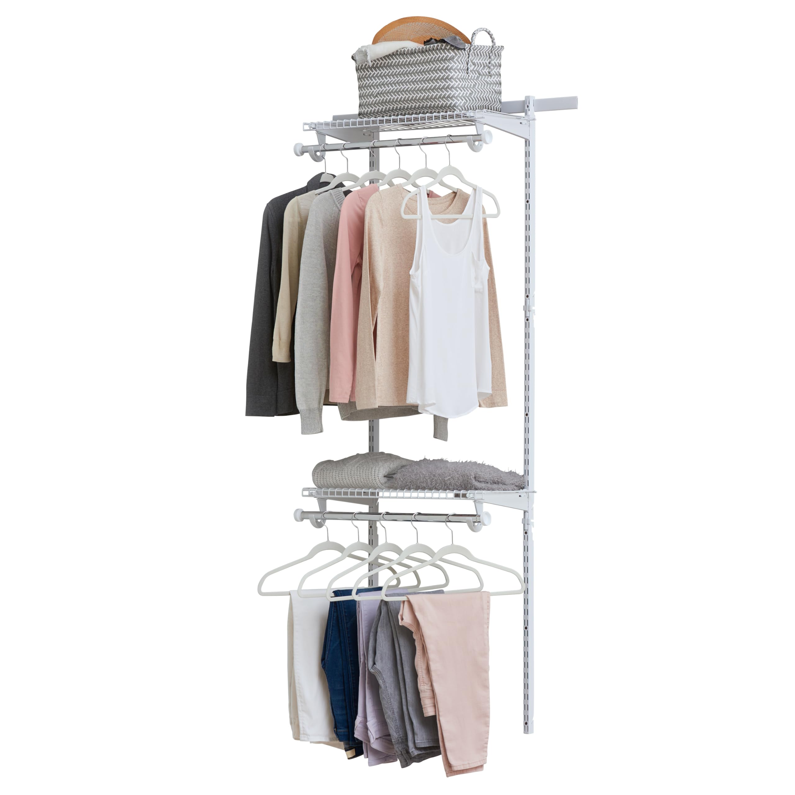 Rubbermaid Configurations Custom Closet Kit - 2-4 Ft Adjustable Metal Wire Shelving System in White | Expandable Storage Solution with Hardware Included | Perfect for Home Closet, Pantry, Laundry Room & Mudroom Organization