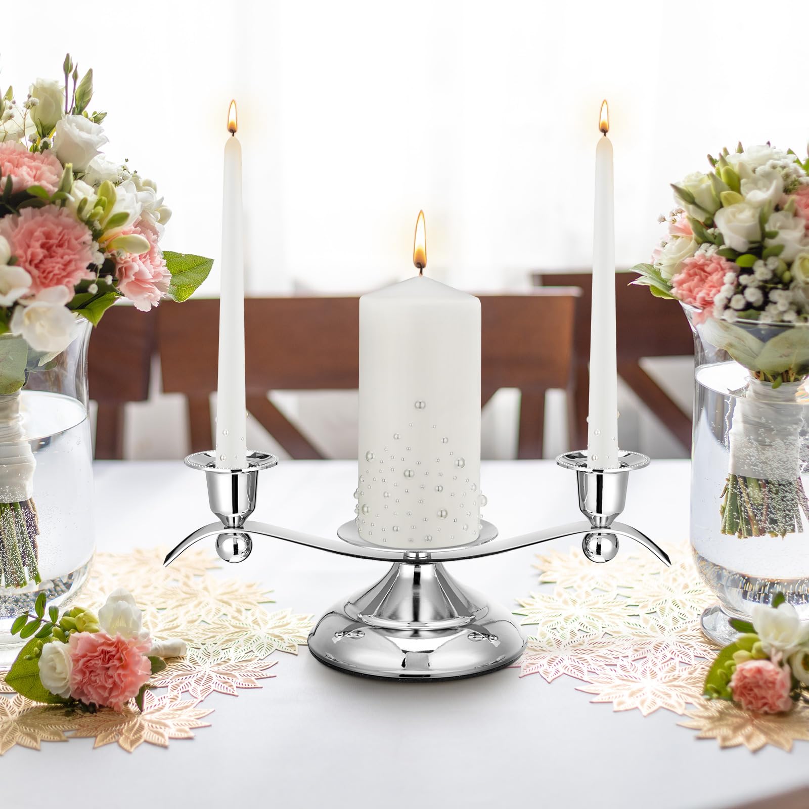 Irenare Unity Candles with Glass Holder - Pearl White Wedding Ceremony Candles for Church, Formal Events & Home Decor - Perfect for Wedding Vows, Anniversary Celebrations and Romantic Ambiance