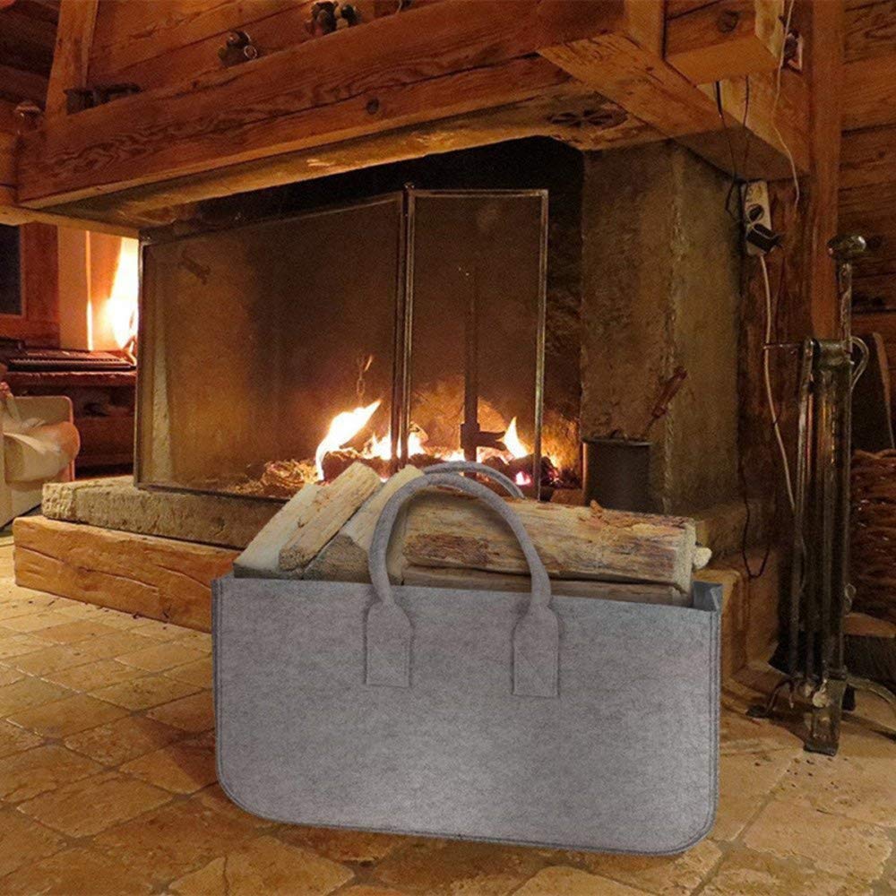 NUHUi Firewood Carrier Log Tote Bag - Heavy Duty Firewood Basket for Fireplace, Camping & Outdoor Use - Portable Wood Holder with Handles - Ideal for Firewood Storage, Camping Trips & Backyard Fire Pits (Grey)