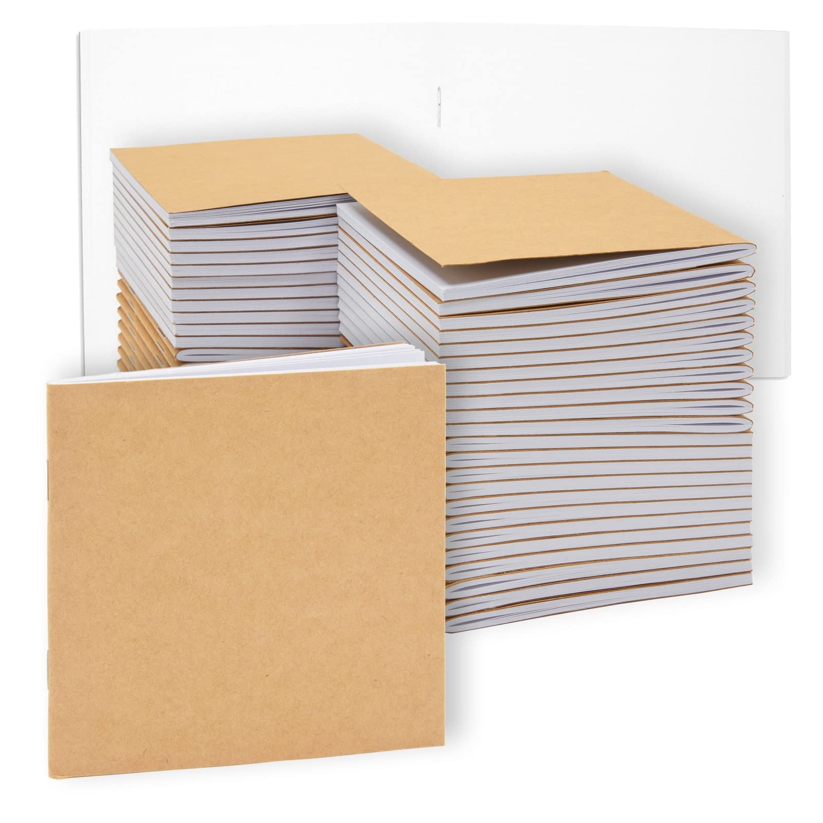 48-Pack Mini Kraft Notebooks for Kids - 4x4 Inch Sketchbooks for Classroom & Travel Writing