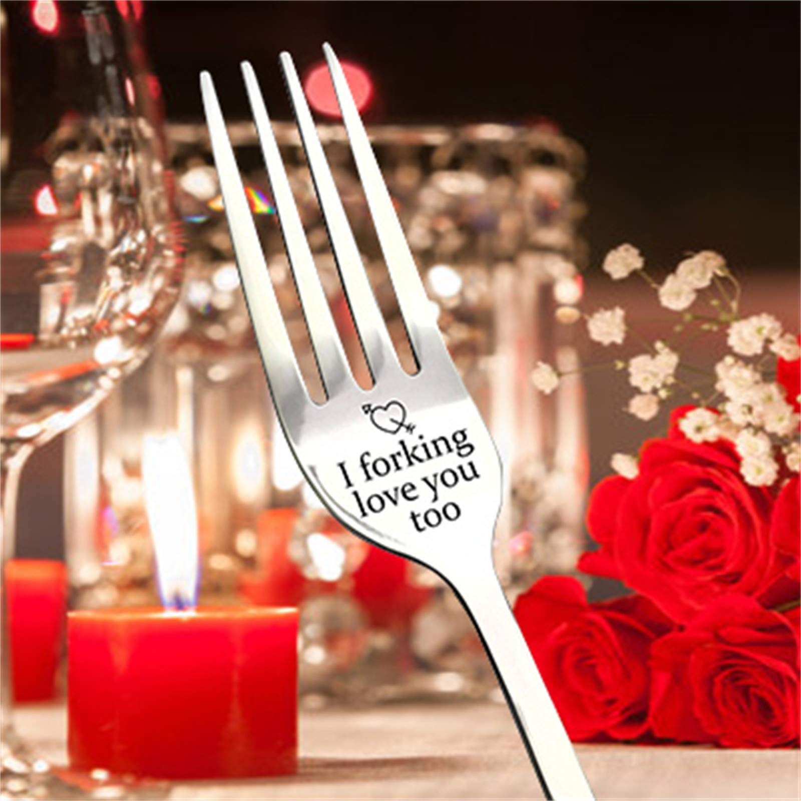 Funny Engraved Stainless Steel Forks - 'I Forking Love You' Dinner Forks Set | Unique Wedding, Anniversary & Valentine's Day Gifts for Couples | Perfect for Romantic Dinners, Housewarming & Special Occasions