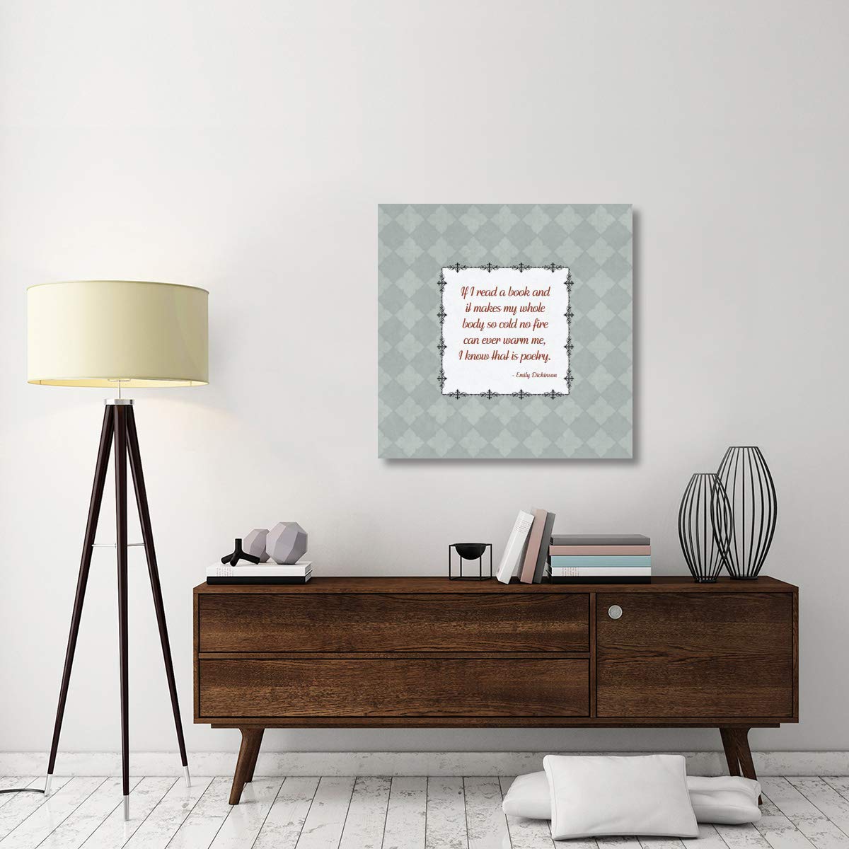 Global Gallery Emily Dickinson Quotes on Books Canvas Art Print - 36x36 Inches - Literary Home Decor for Living Room, Library & Office