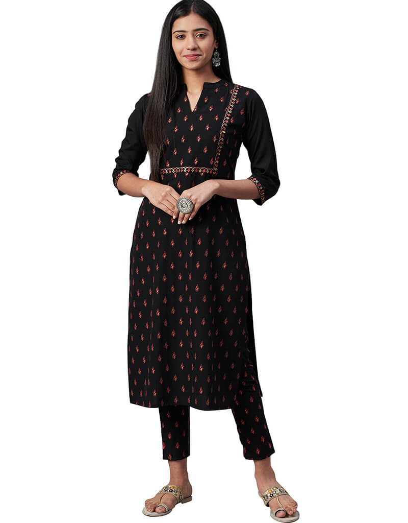 Elegant Black Crepe Pant Kurti for Women - Stylish Indian Ethnic Wear for Parties, Weddings & Festivals