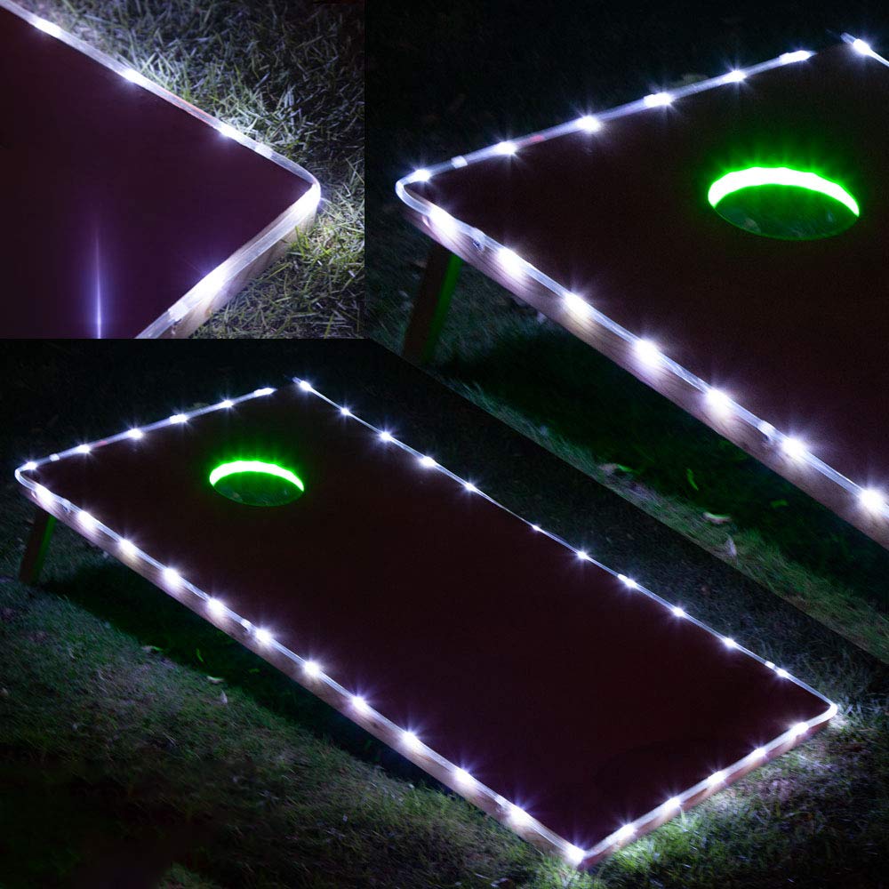 BLINNGO LED Cornhole Ring Lights & Edge Lights Set - Fits Standard 4x2 ft Cornhole Boards (2 Ring Lights + 2 Edge Lights) - Perfect for Backyard Parties, Tailgating & Outdoor Game Nights