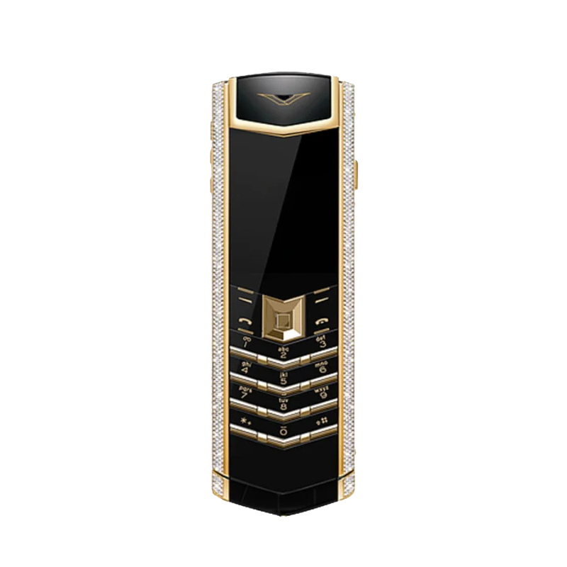 Signature V Diamond Alligator Skin Keypad Phone - Retro Flip Mobile Phone with Luxury Design - Perfect for Business Professionals & Vintage Collectors
