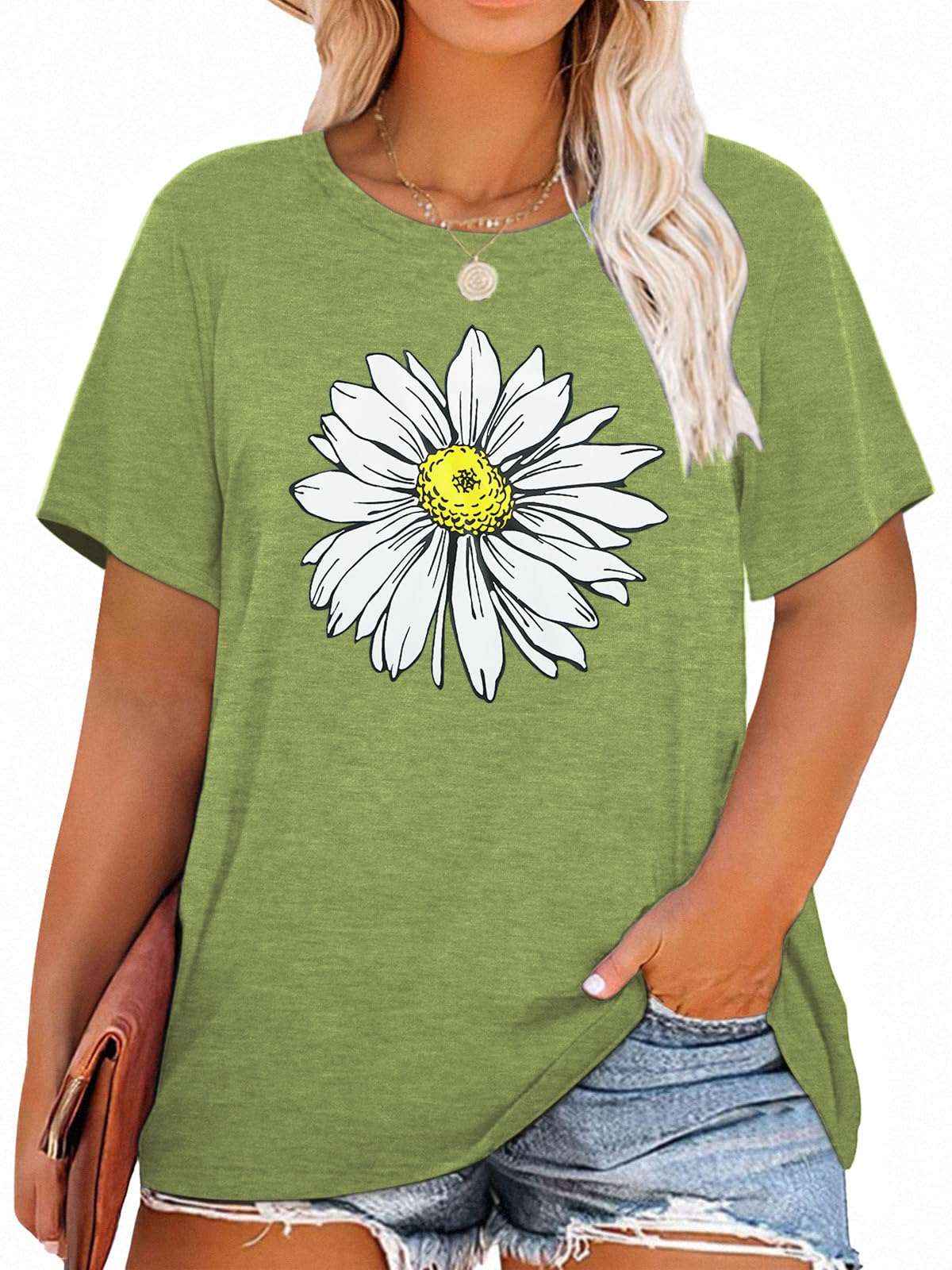 HDLTE Women's Plus Size Casual Short Sleeve Graphic Tee Shirts - Oversized Comfort Fit Tops for Everyday Wear, Street Style & Lounge Outfits