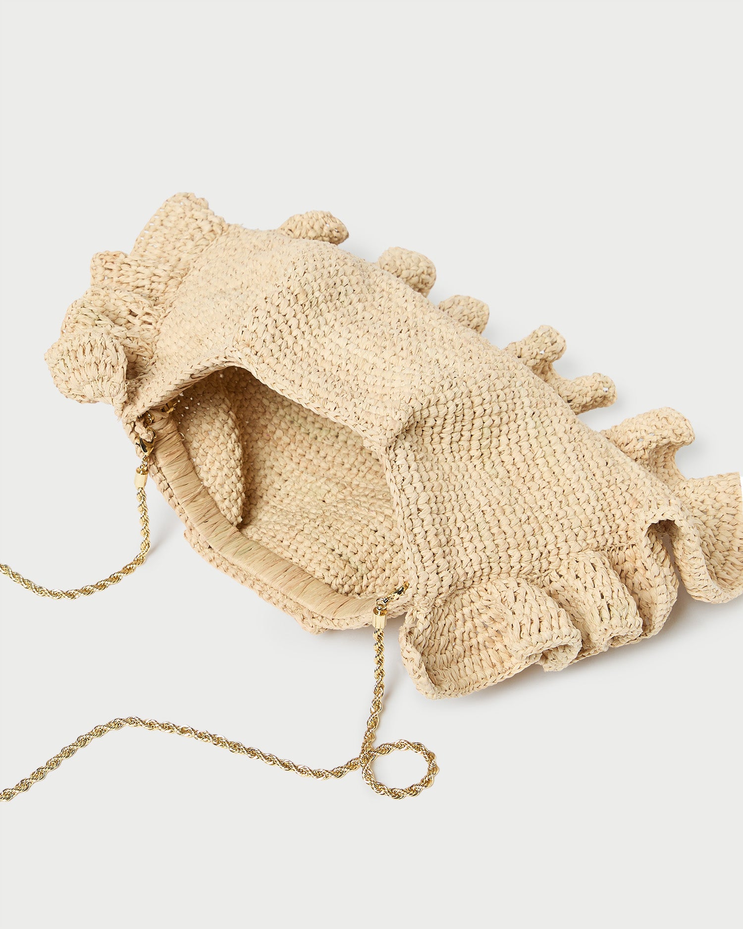 Mavis Natural Raffia Ruffle Clutch Handbag - Elegant Woven Straw Evening Bag for Women - Perfect for Weddings, Beach Parties & Summer Outings
