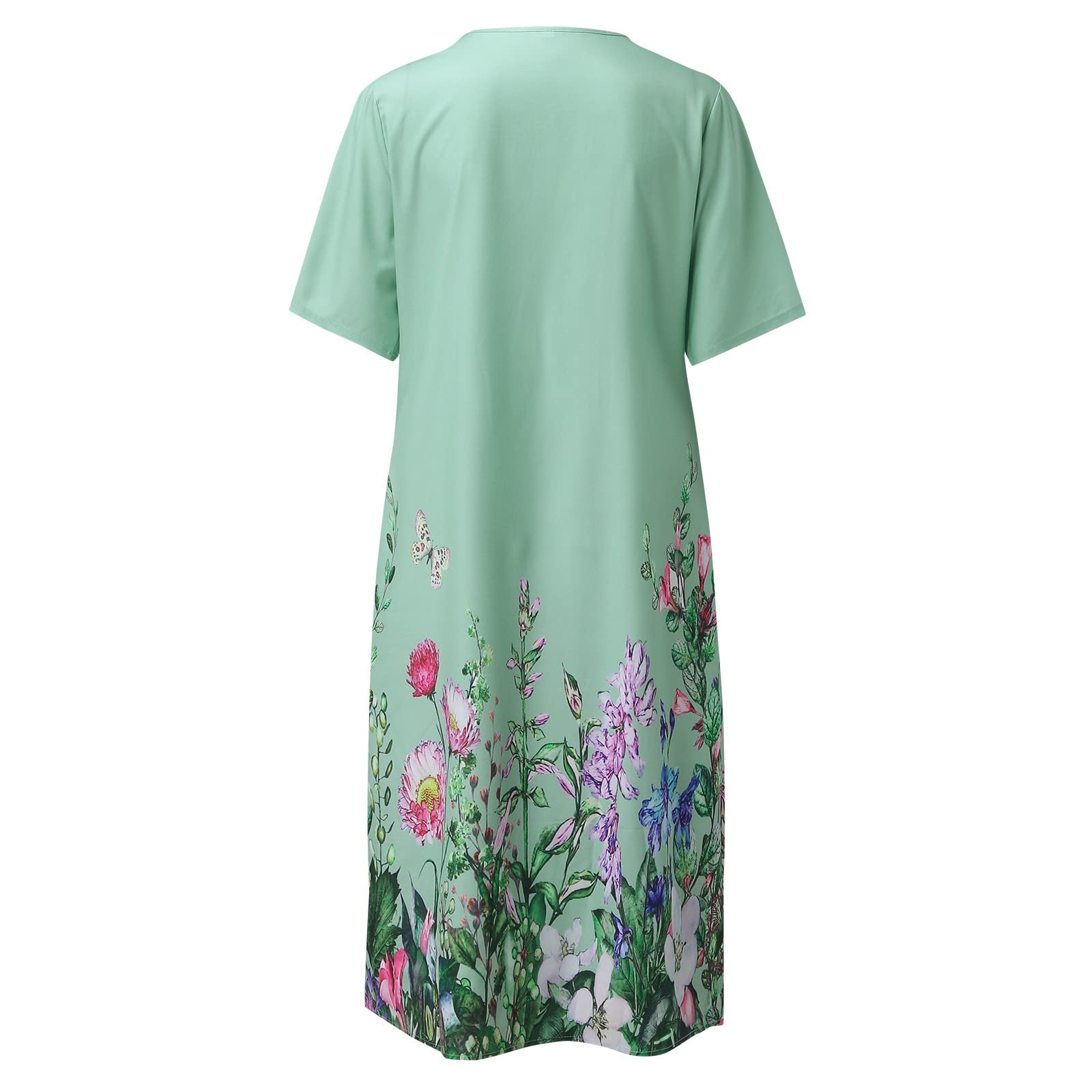 Kaniem Women's Floral Print V-Neck Midi Dress with Ruffle Hem - Summer Wedding Guest Dress, Cocktail Party, Date Night & Special Occasion Outfit