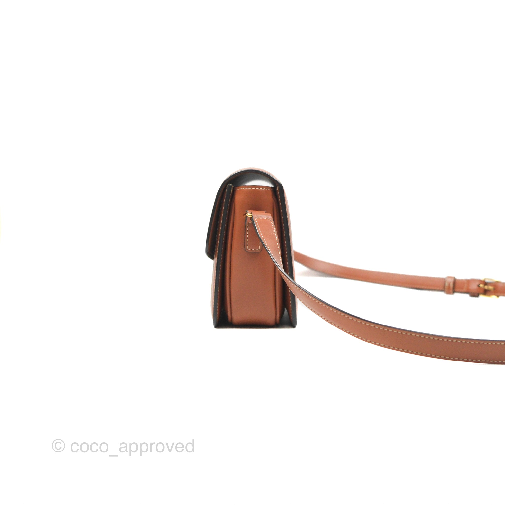 Celine Teen Triomphe Bag - Triomphe Canvas & Tan Calfskin Crossbody Bag for Women | Perfect for Work, Travel & Everyday Use